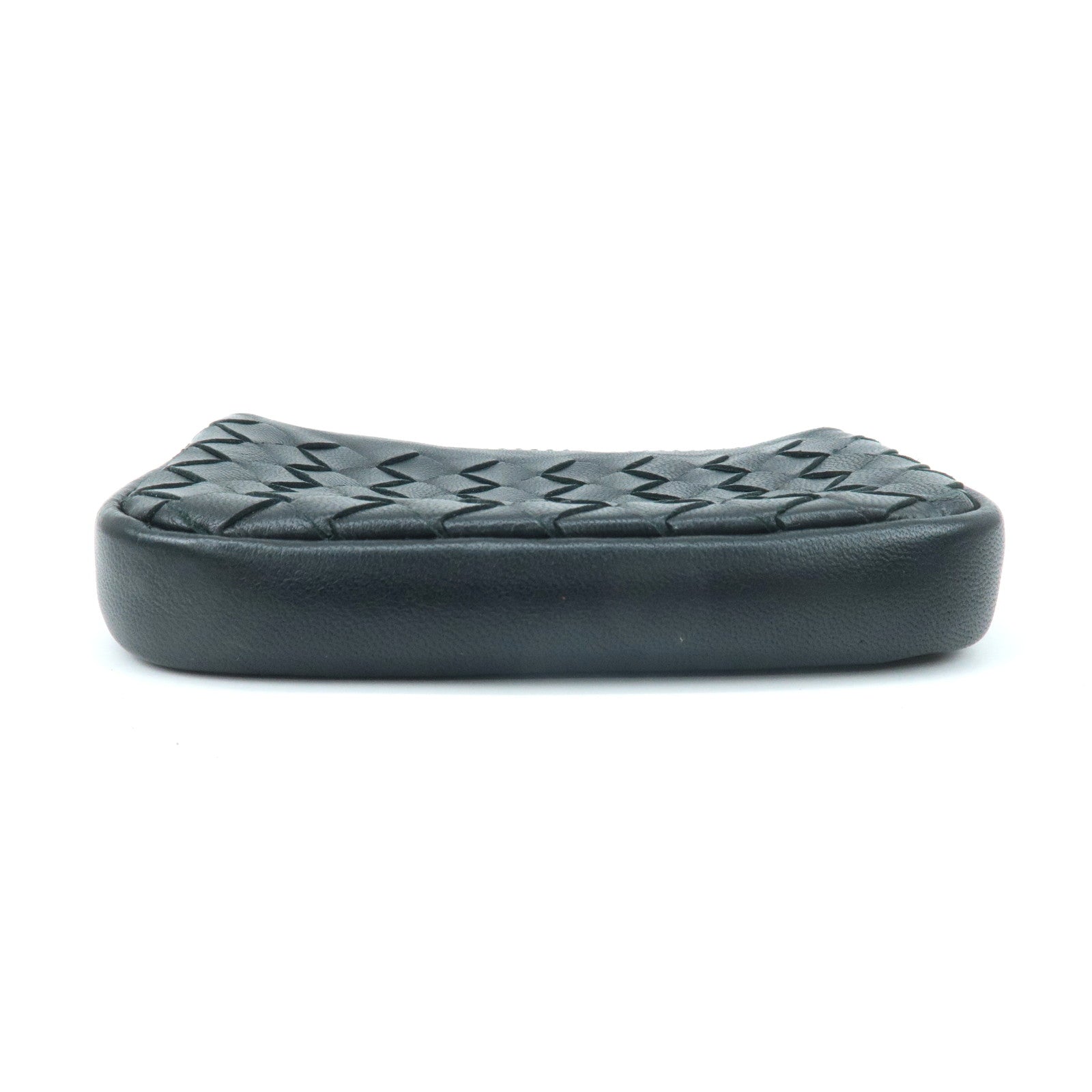 BOTTEGA VENETA Intrecciato Leather Coin Case Black 233808 Used