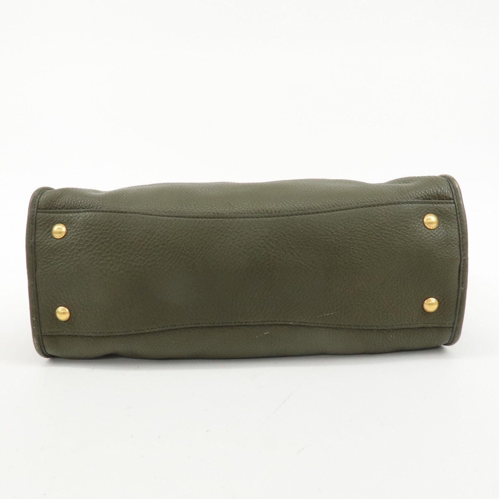 PRADA Leather 2Way Bag Hand Bag Shoulder Bag Khaki BL0805 Used