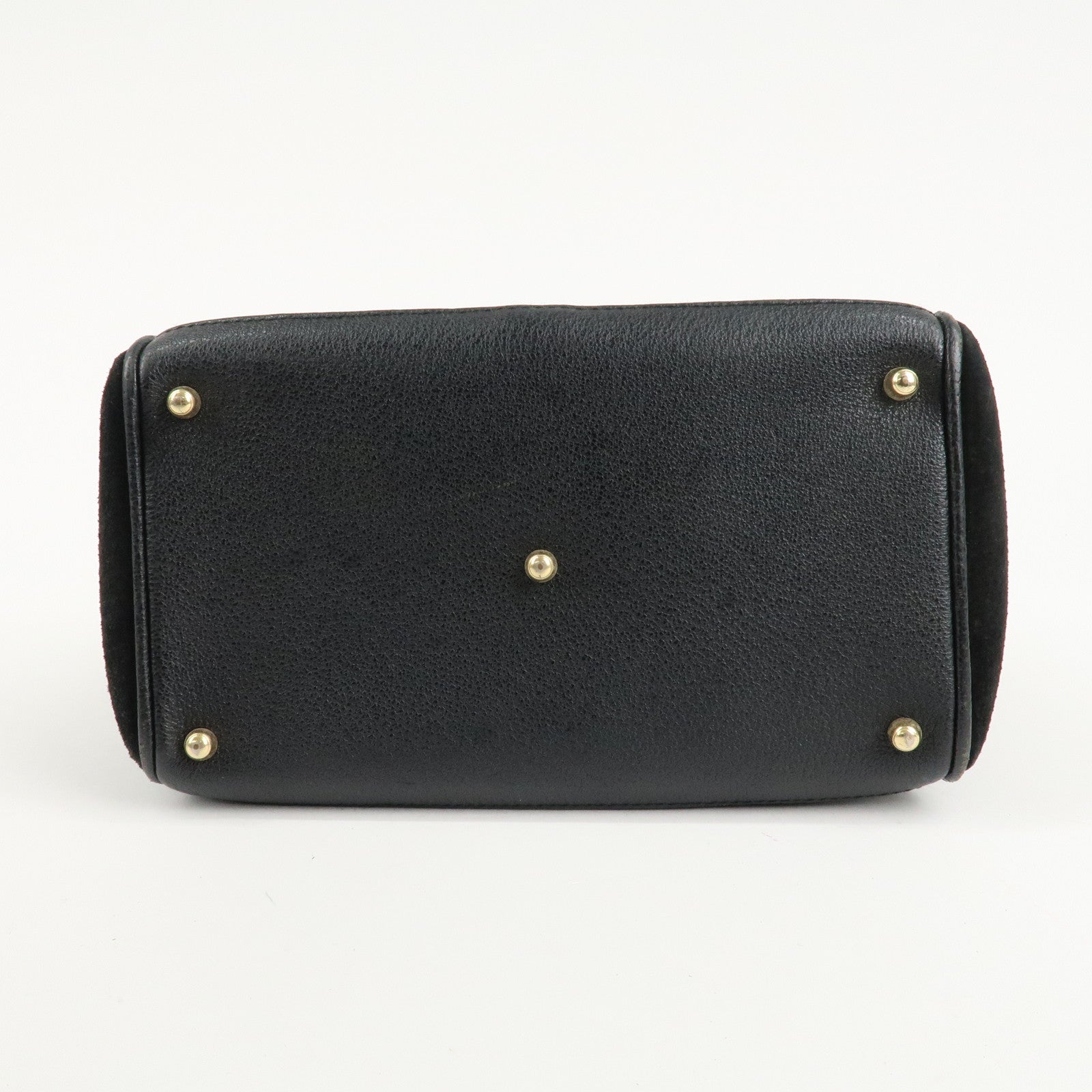 GUCCI Bamboo Suede Leather Hand Bag Black 000.122.0316 Used