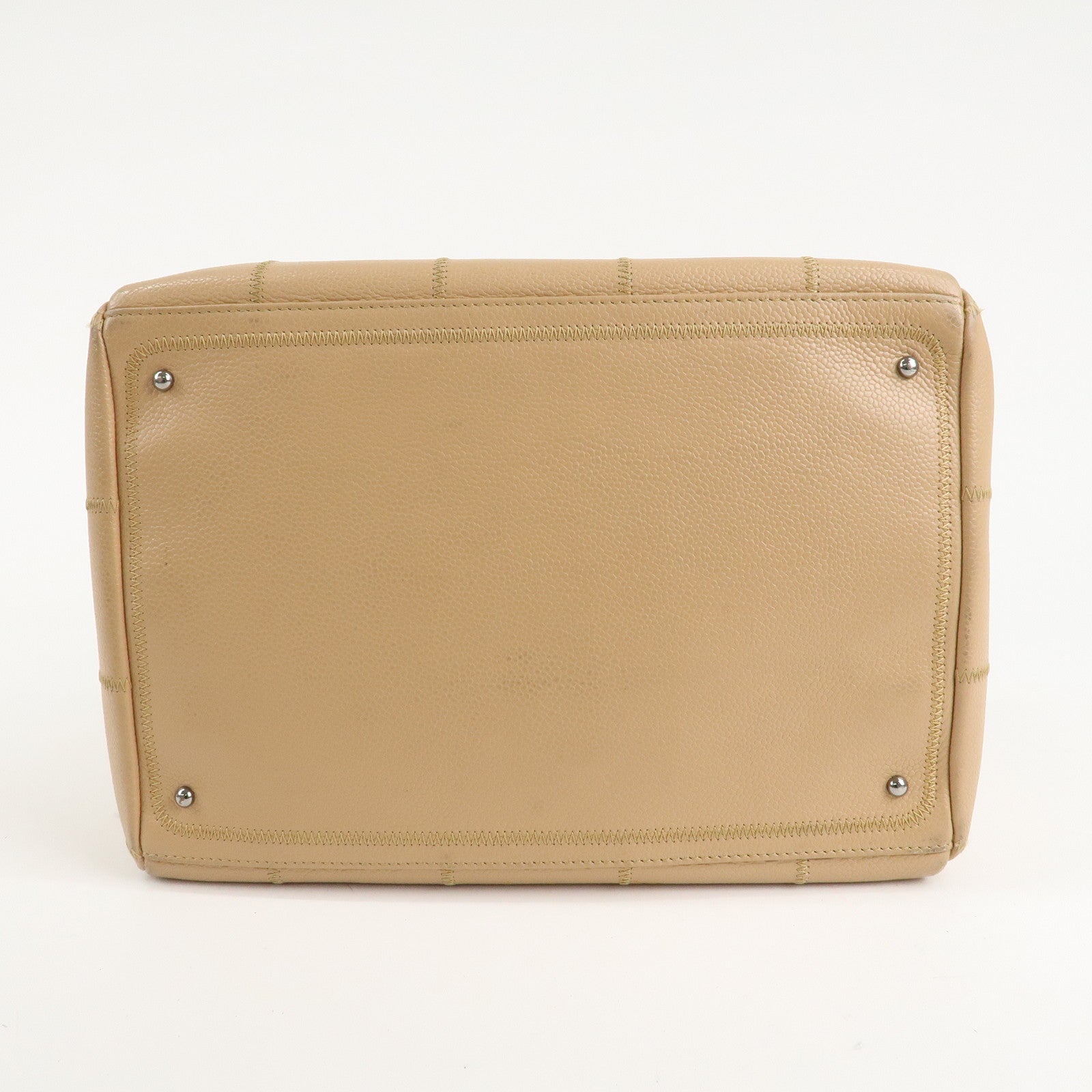 CHANEL Chocolate Bar Caviar Skin Boston Bag Beige A24184 Used