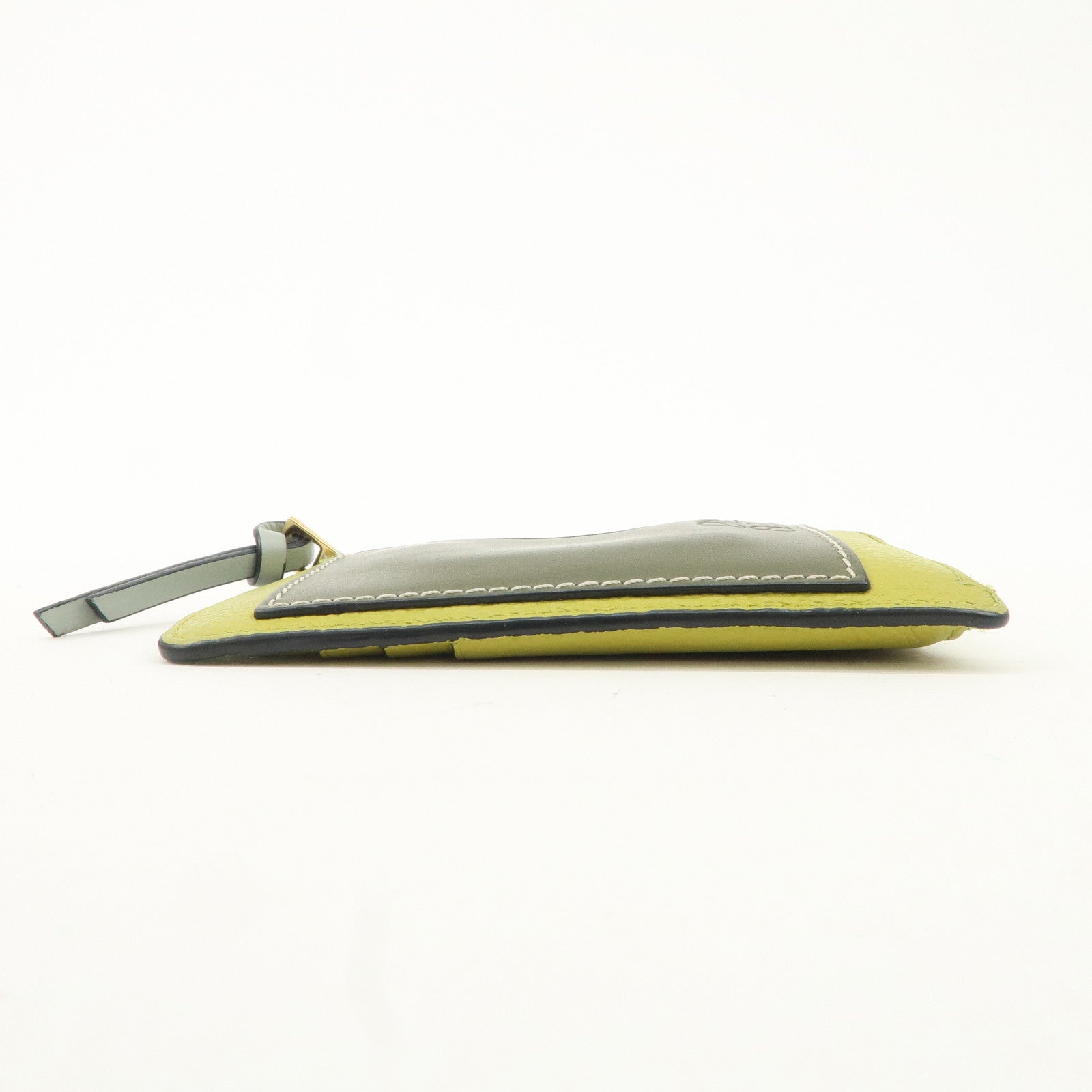 LOEWE Anagram Leather Coin Case Fragment Case Yellow Khaki Used
