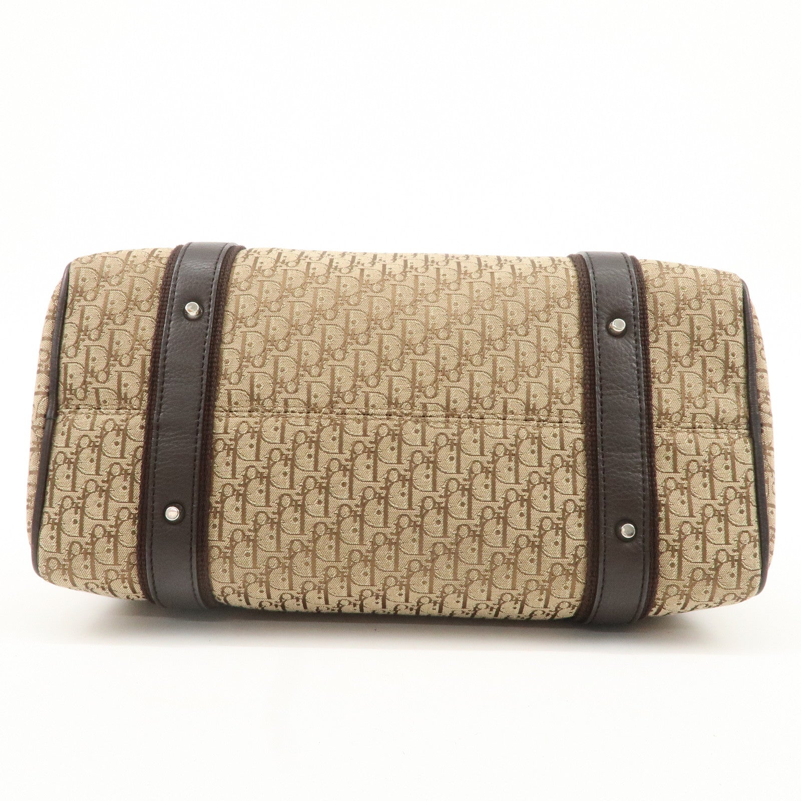 Christian Dior Trotter Canvas Leather Mini Boston Bag Beige Used