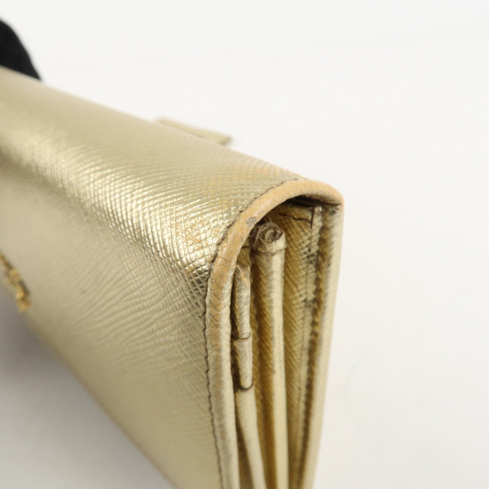 PRADA Set of 2 Saffiano Leather Bi-fold Long Wallet Glower Motif Used