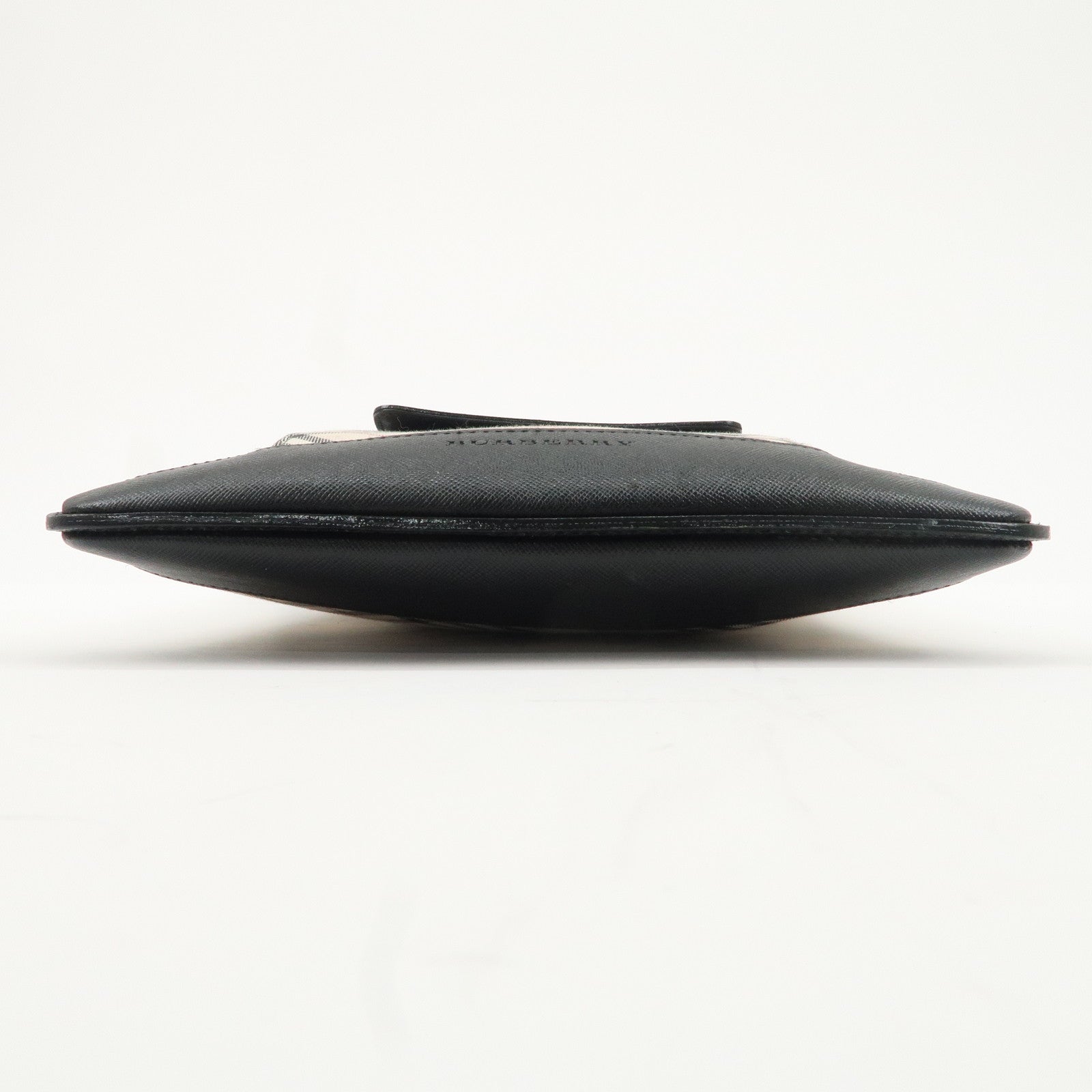 BURBERRY Canvas Leather Nova Plaid Shoulder Bag Beige Black Used