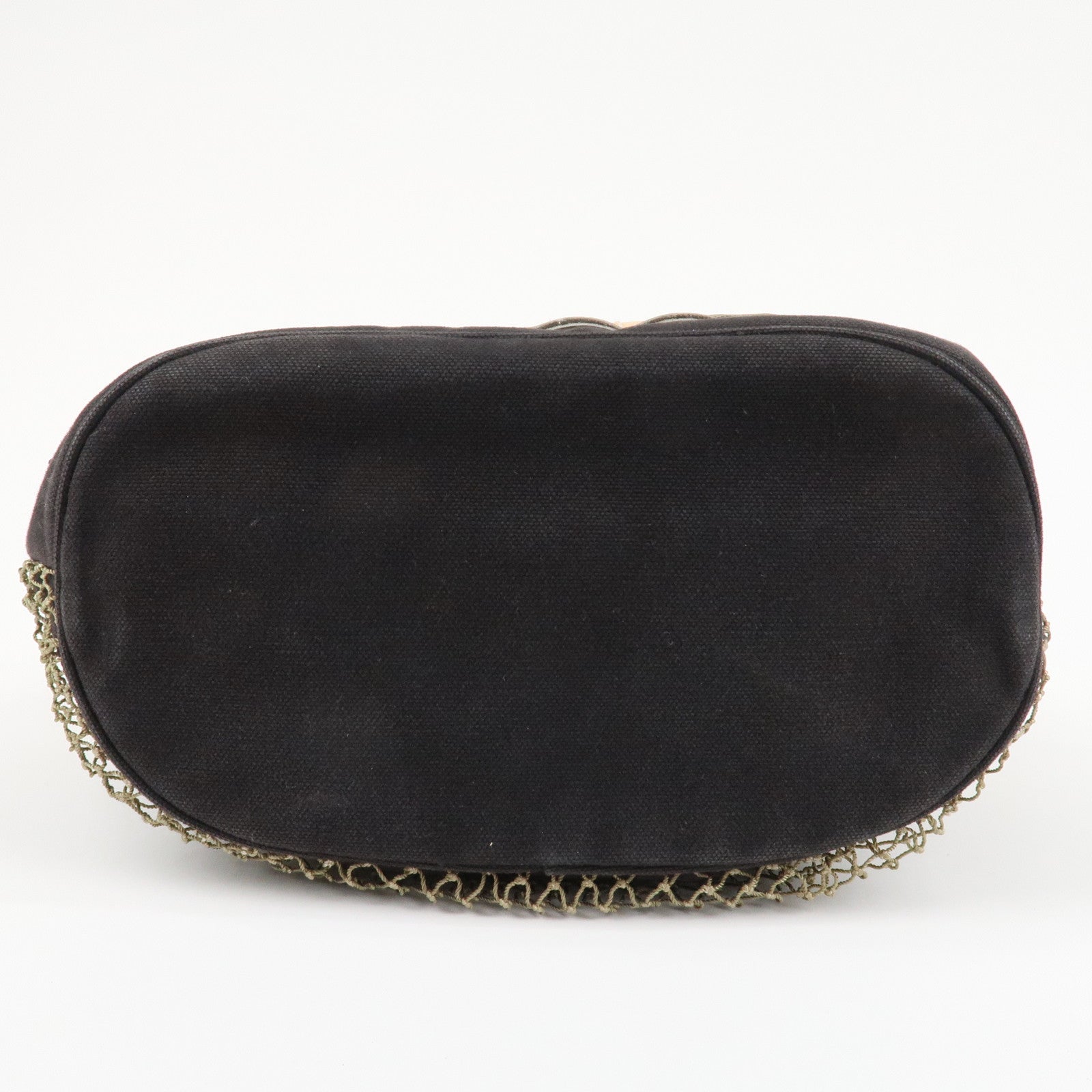 CHANEL COCO Mark Camellia Canvas Suede Tote Bag Black A21385 Used