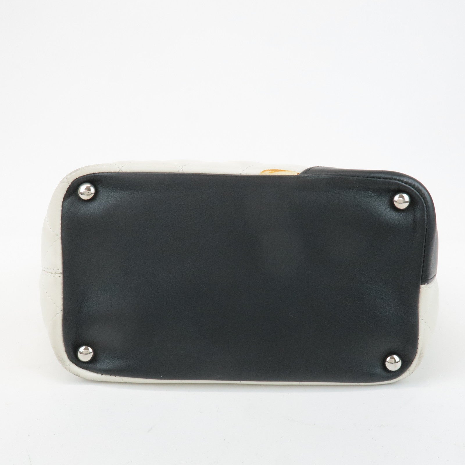 CHANEL Cambon Line Lamb Skin Medium Tote Bag Shoulder Bag A25167 Used