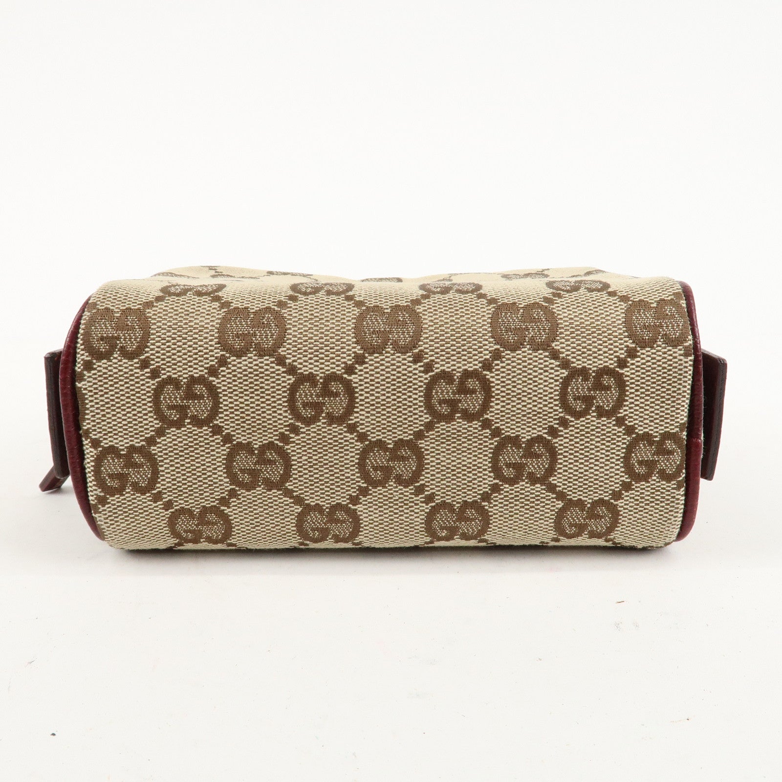 GUCCI GG Canvas Cosmetic Pouch Beige Bordeaux 120978 Used
