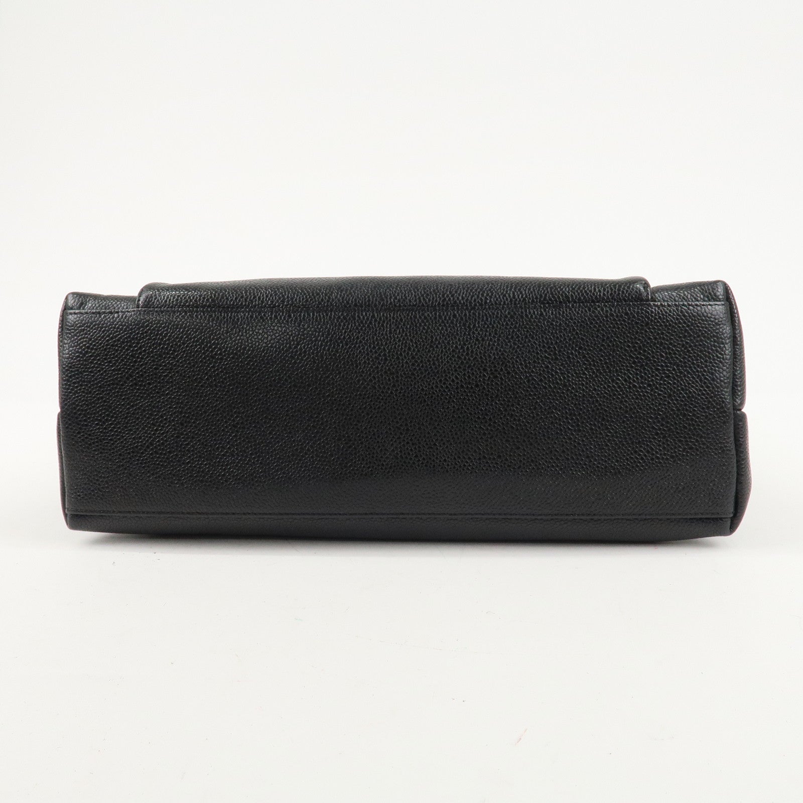 CHANEL COCO Mark Caviar Skin Chain Tote Bag Black Gold Used