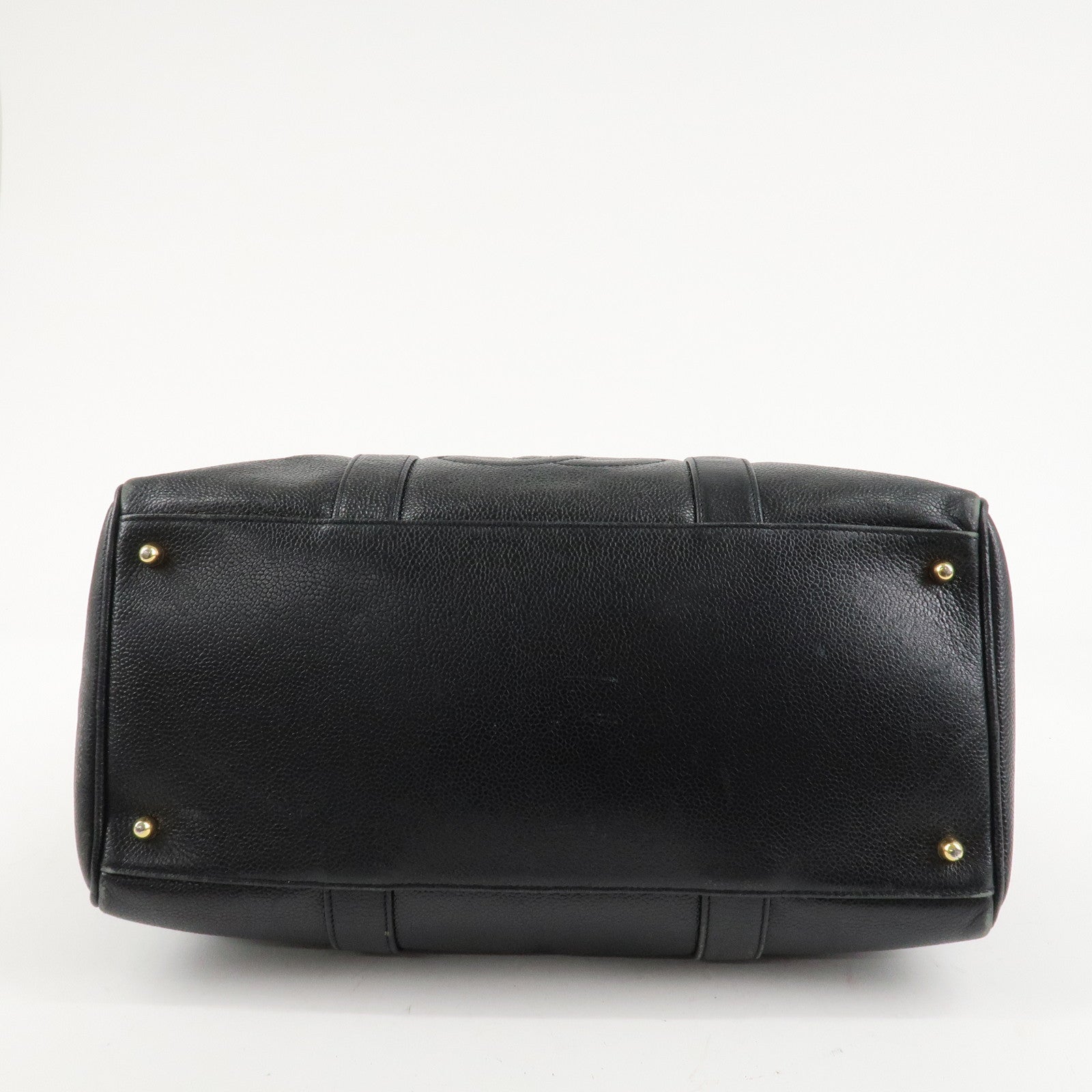 CHANEL Caviar Skin 2Way Boston Bag Hand Bag Black Used