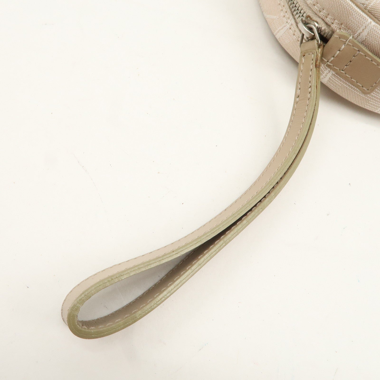 CHANEL New Travel Line Nylon Jacquard Leather Round Pouch T9951S Used