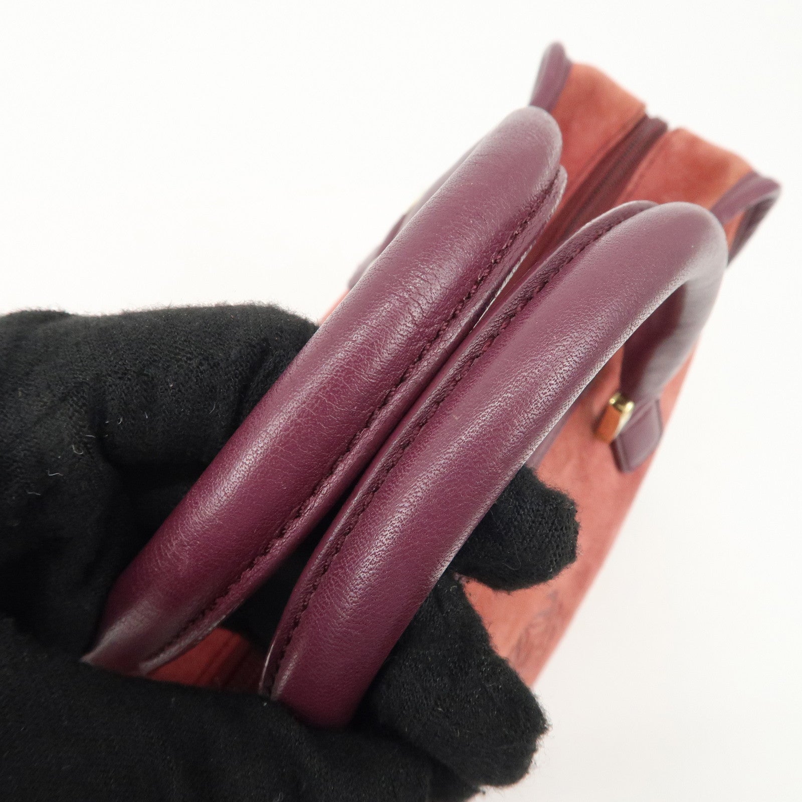 LOEWE Anagram Suede Leather Amazona 32 Hand Bag Pink Purple Used