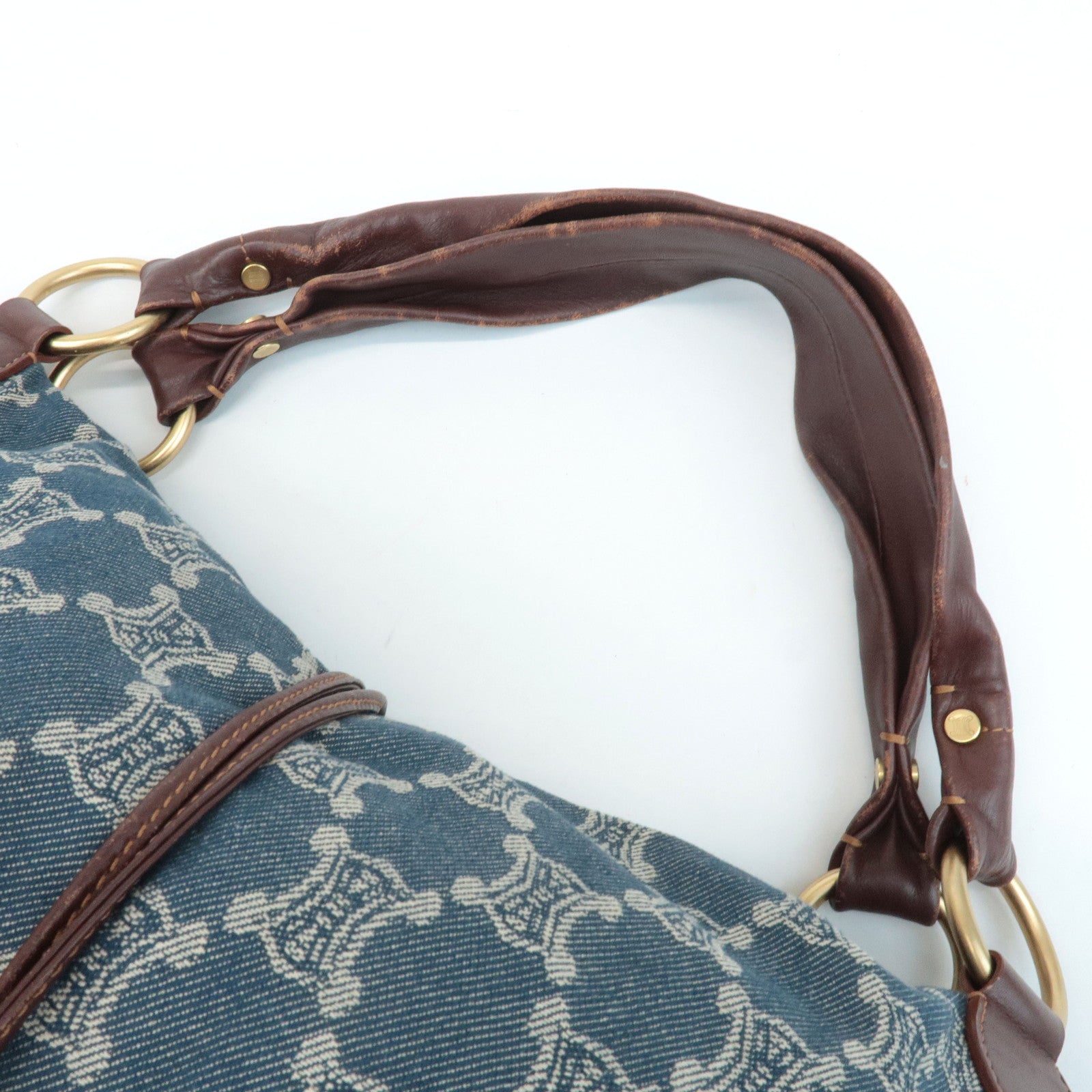 CELINE Macadam Denim Leather Bitter Sweet Shoulder Bag Used