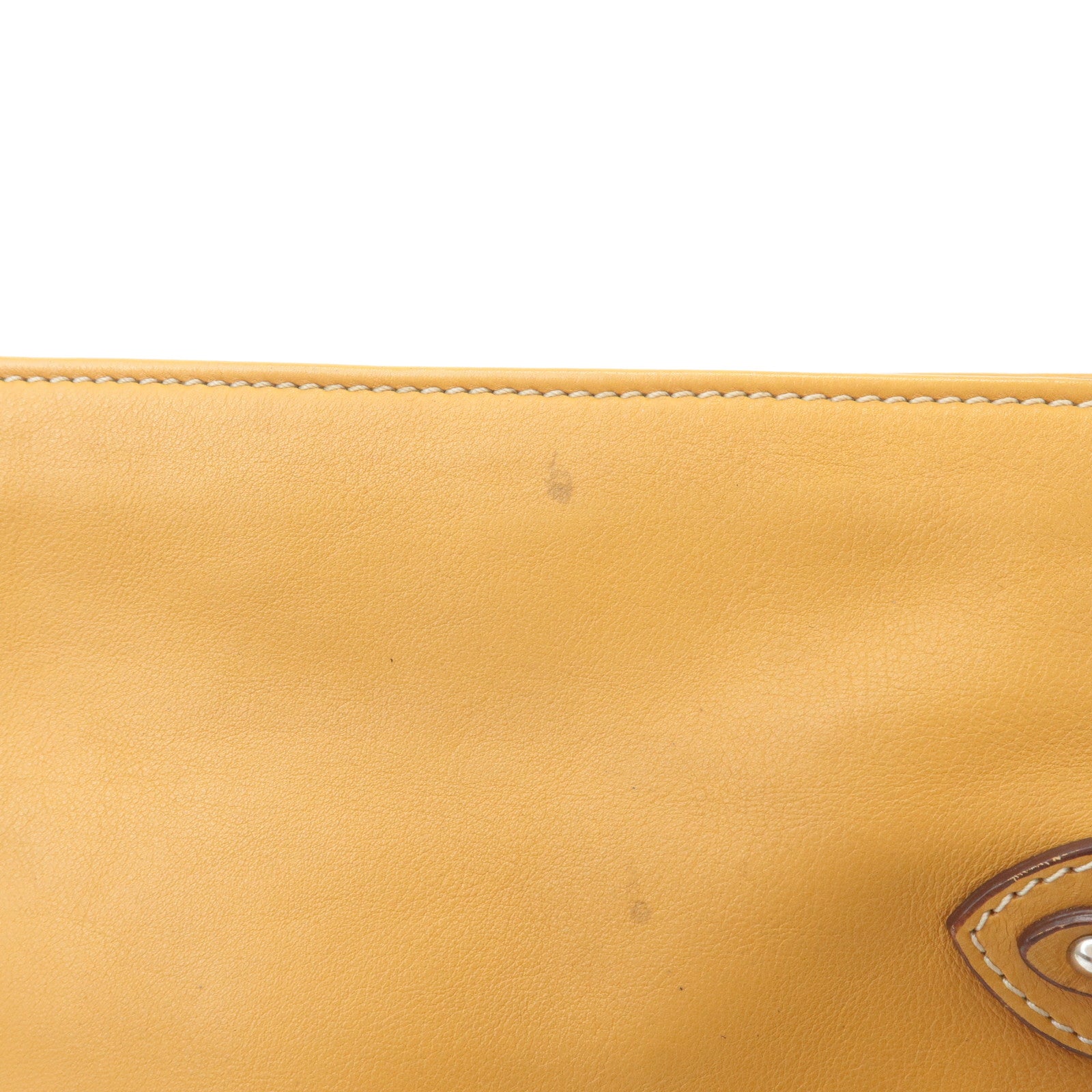 Christian Dior Leather Tote Bag Shoulder Bag Mustard Silver HDW Used