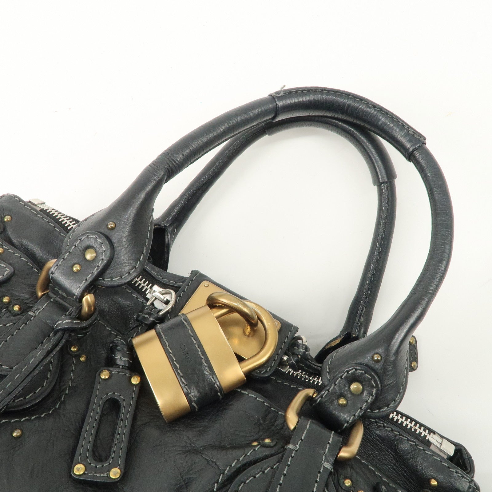 Chloe Paddington Leather Shoulder Bag Hand Bag Black Used