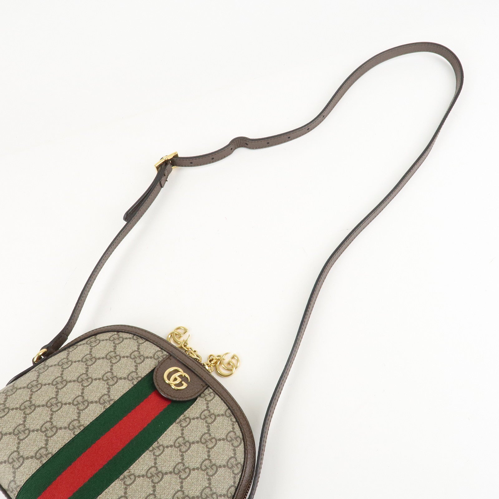 GUCCI Ophidia GG Supreme Sherry Leather Shoulder Bag 499621 Used