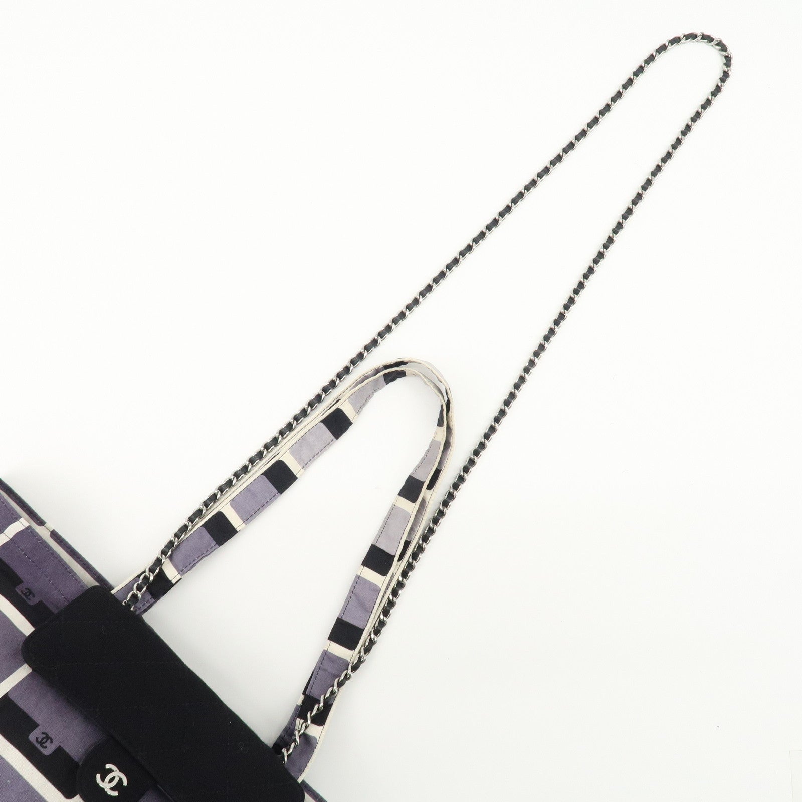 CHANEL Matelasse Cotton Jersey Lambskin Chain Shoulder Bag Eco Bag Used