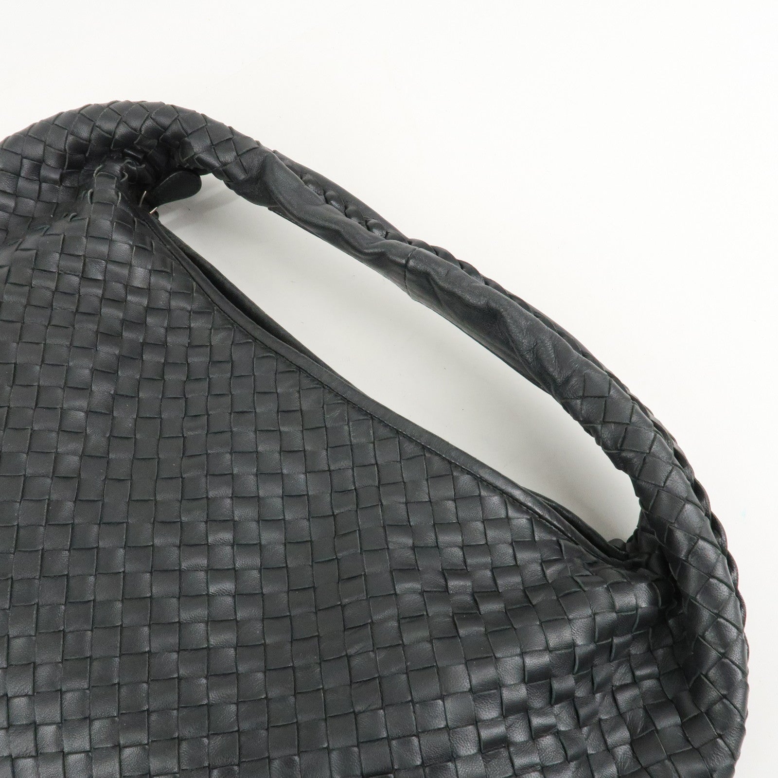 BOTTEGA VENETA Hobo Intrecciato Leather Shoulder Bag Black 115654 Used