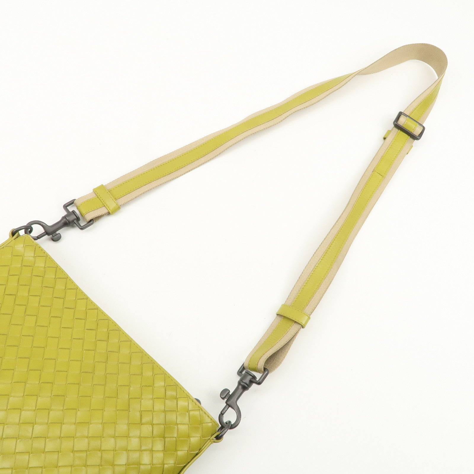 BOTTEGA VENETA Intrecciato Leather Shoulder Bag Yellow Used