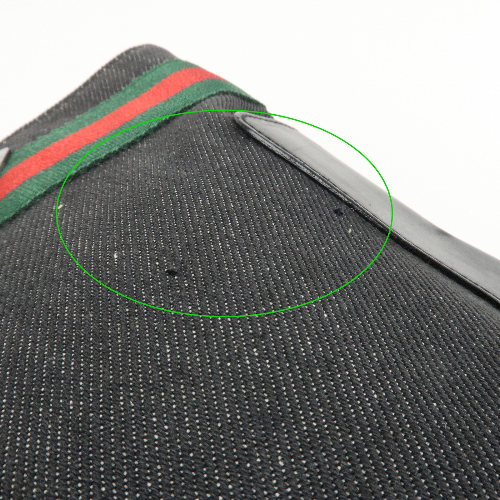 GUCCI Sherry Denim Leather Hand Bag Blue 73983 Used