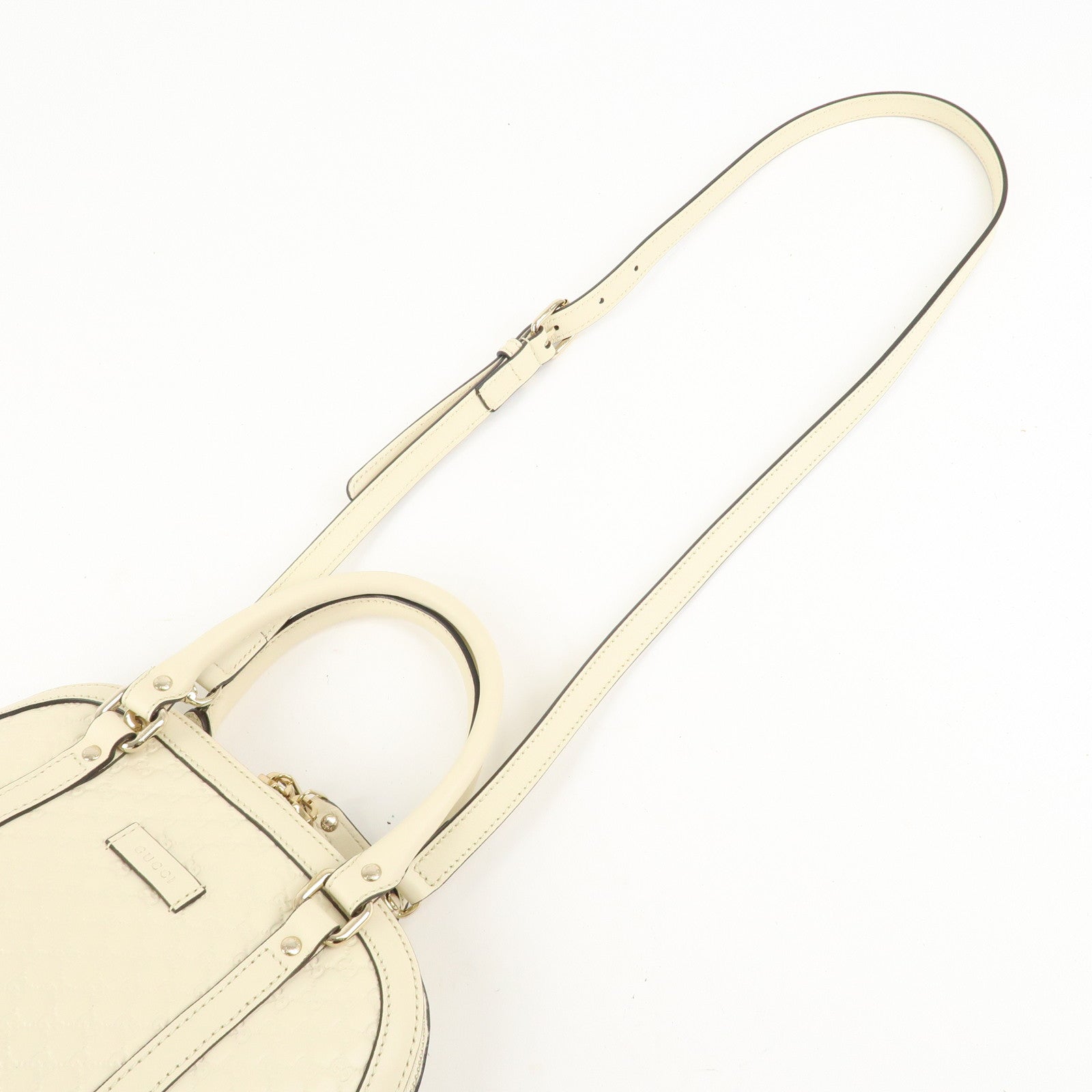 GUCCI Micro Guccissima Leather 2WAY Bag Hand Bag Ivory 449654 Used