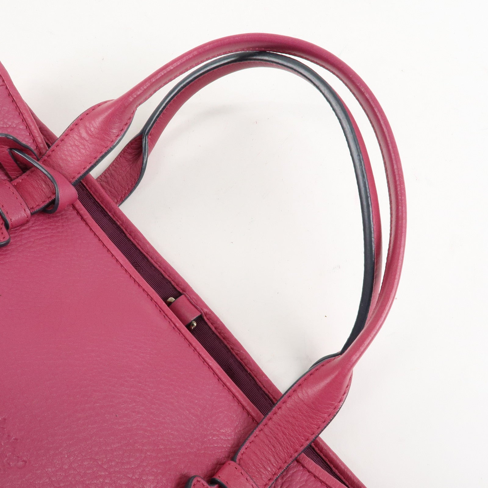 LOEWE Leather Tote Bag Hand Bag Shoulder Bag Medium Pink Used