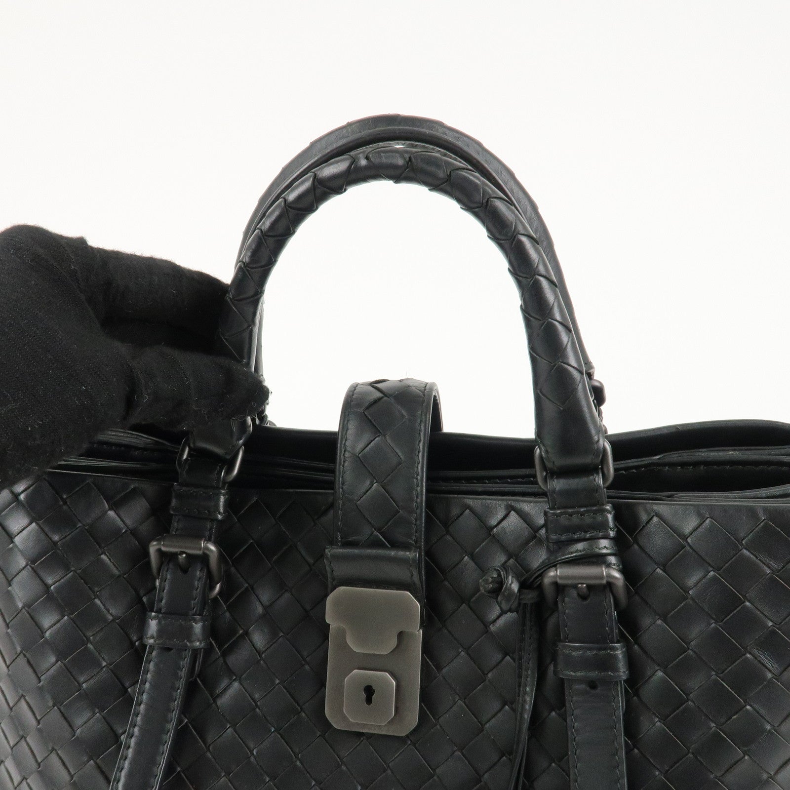 BOTTEGA VENETA Intrecciato Leather Tote Bag Hand Bag Black Used