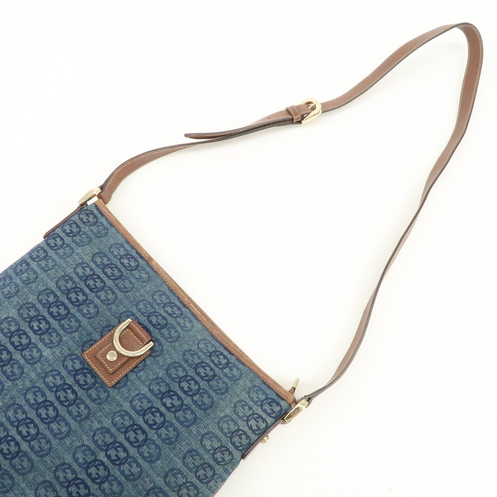 GUCCI Interlocking Abbey Denim Leather Shoulder Bag 131326 Used