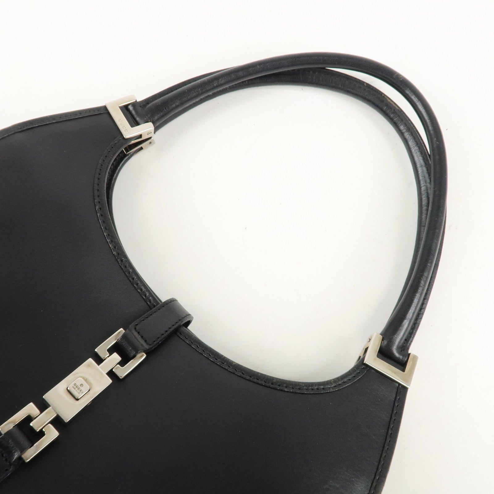 GUCCI Jackie Leather Shoulder Bag Black 002.1068 Used