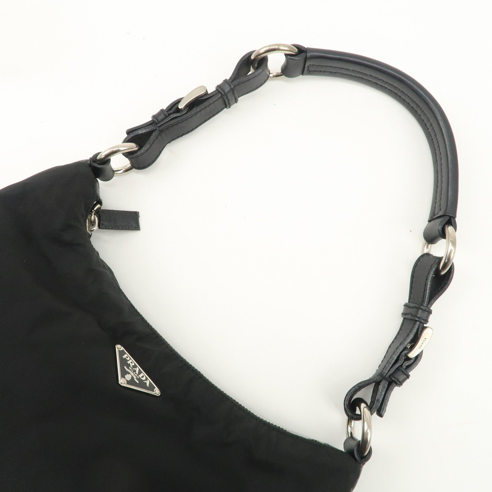 PRADA Nylon Leather Shoulder Bag Black BR2585 Used