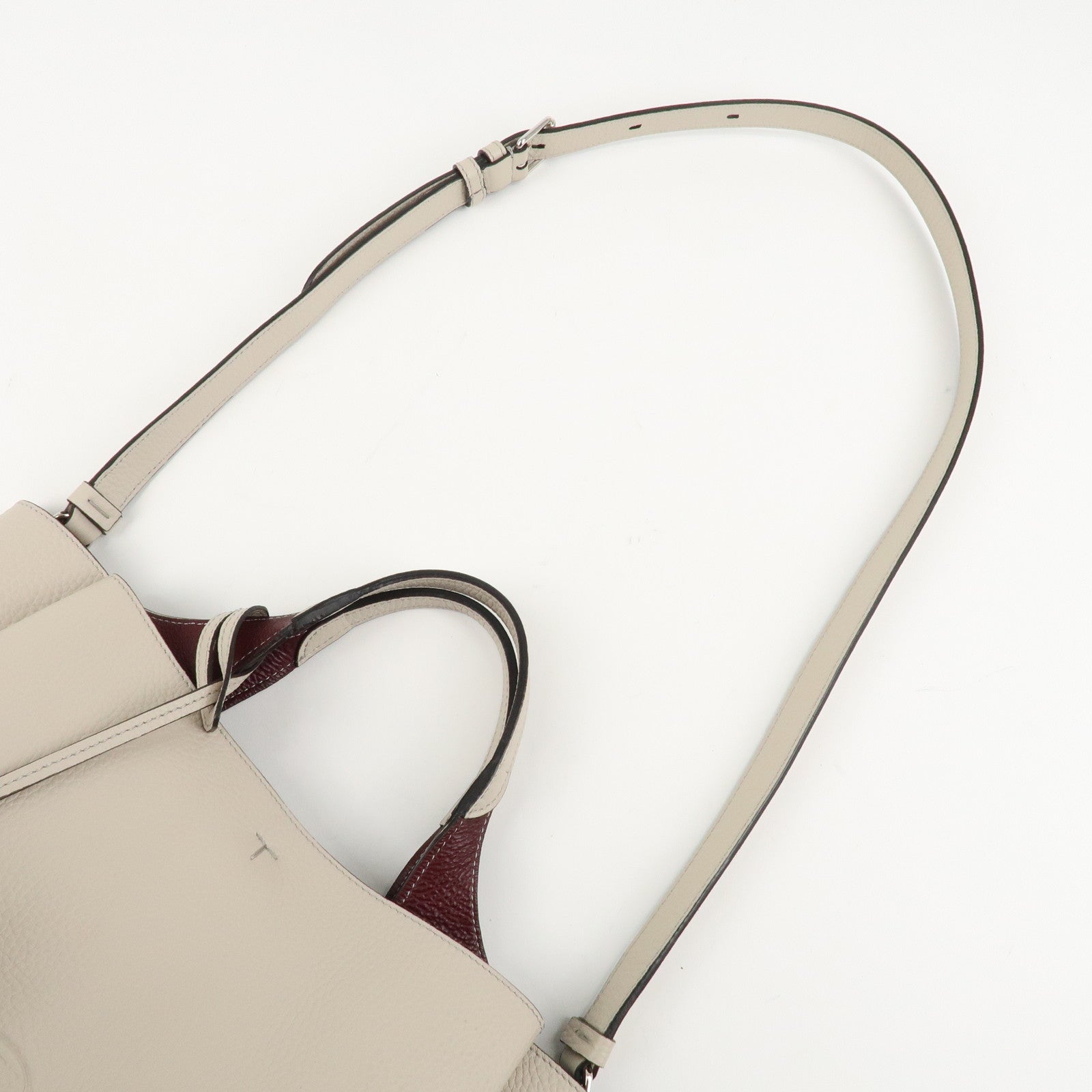 TOD'S T Timeless Leather Bag Mini Shoulder Bag Hand Bag Gray Used