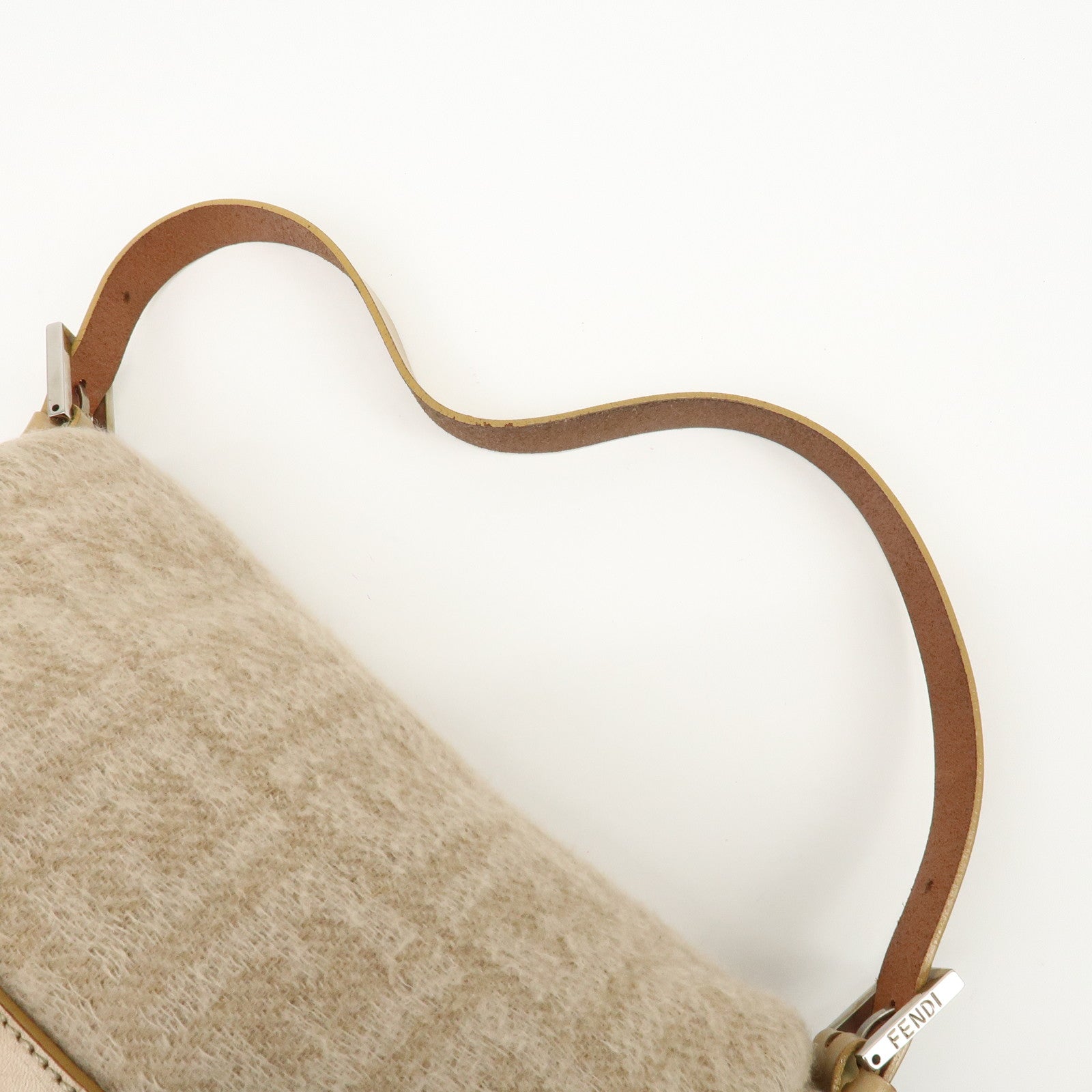 FENDI Mamma Baguette Zucca Wool Leather Shoulder Bag 26325 Used