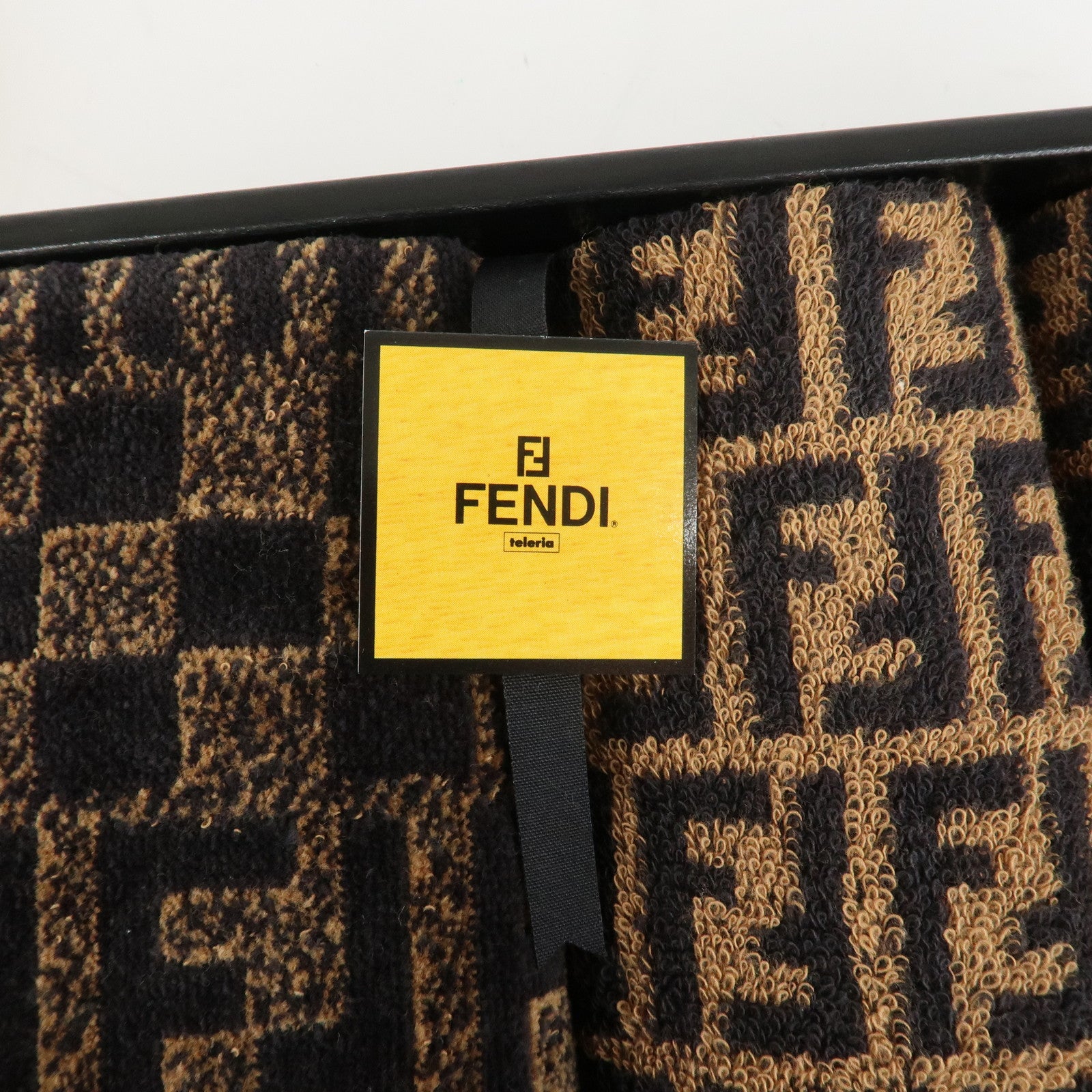 FENDI Zucca Set of 3 Cotton 100% Towel Black Brown Used