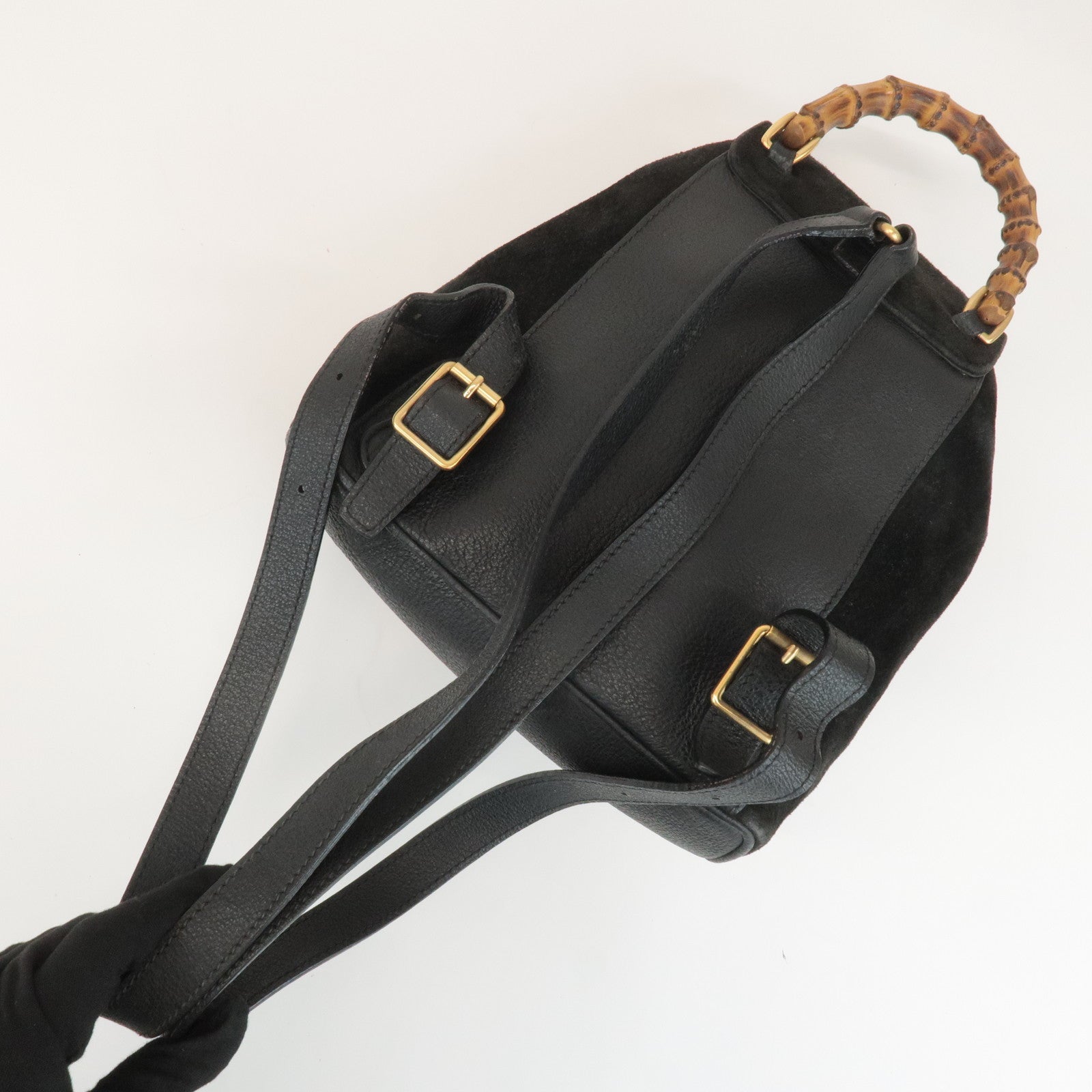 GUCCI Bamboo Suede Leather Mini Back Pack Black 00.2034.0030 Used