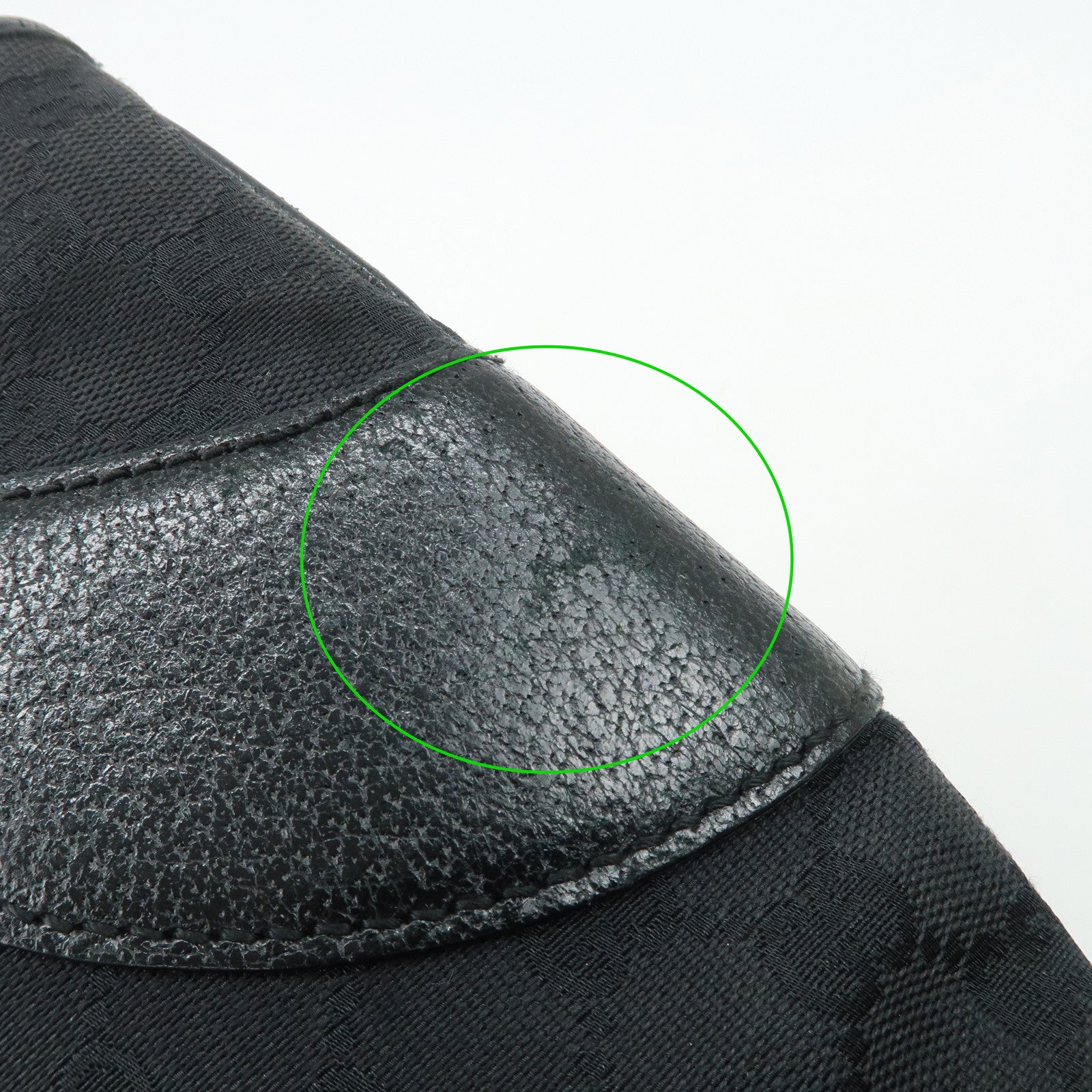 GUCCI GG Canvas Leather Tote Bag Hand Bag Black 113015 Used