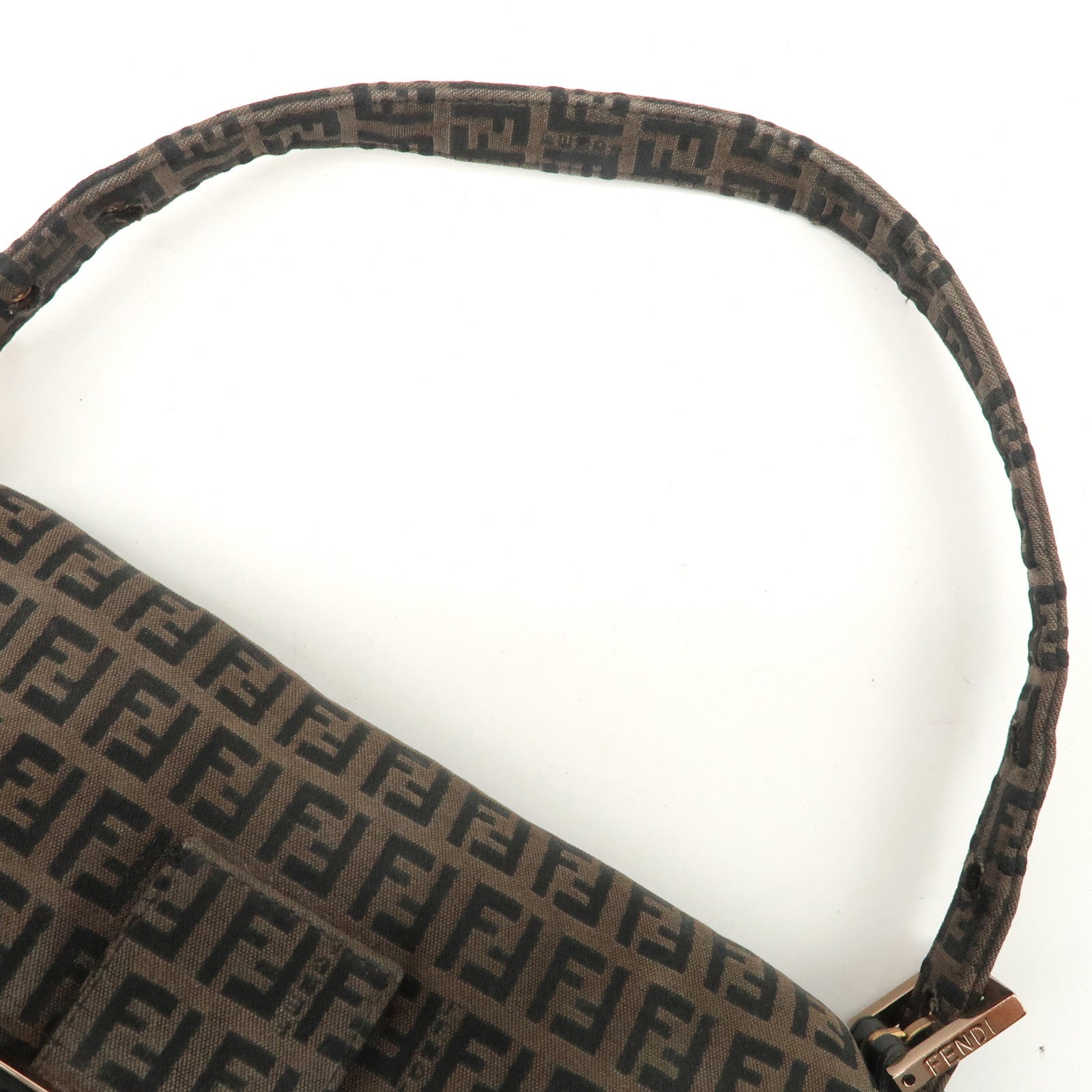 FENDI Mamma Baguette Canvas Shoulder Bag Brown Black 26424 Used