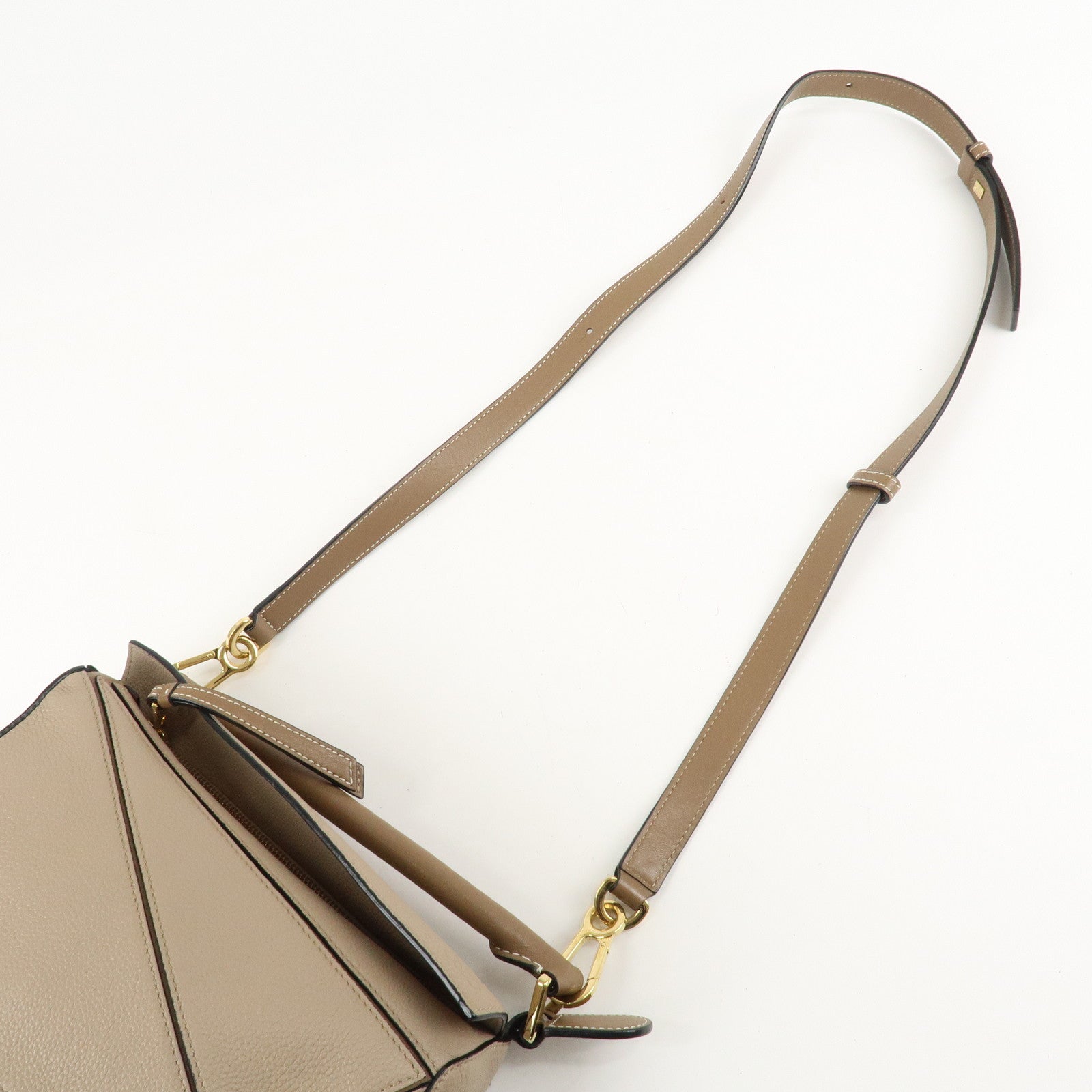 LOEWE Leather Puzzle Bag Small 2Way Bag Hand Bag Beige Used