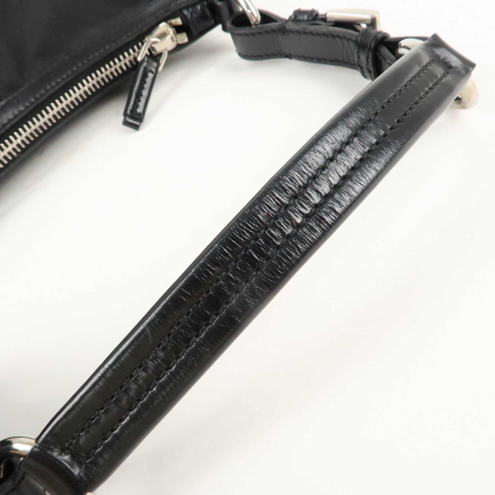 PRADA Nylon Leather Shoulder Bag Black BR2604 Used