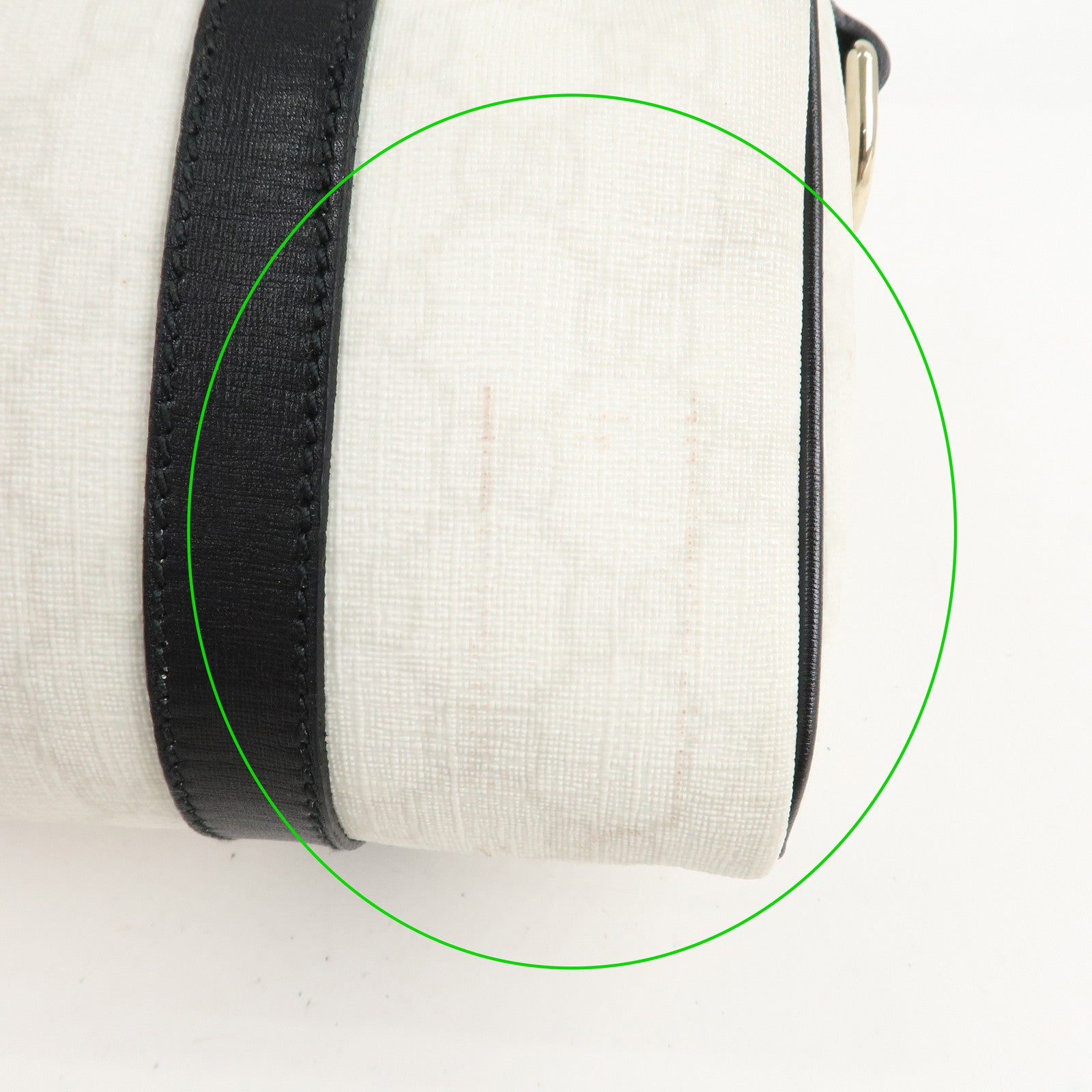 GUCCI GG Supreme Patent Leather Mini Boston Bag Ivory Black 193604 Used