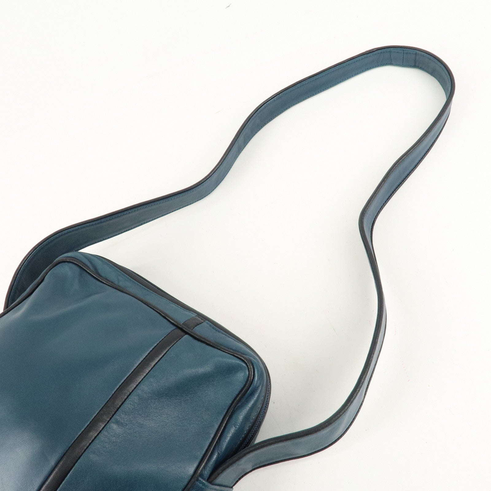 LOEWE Anagram Leather Shoulder Bag Blue Used