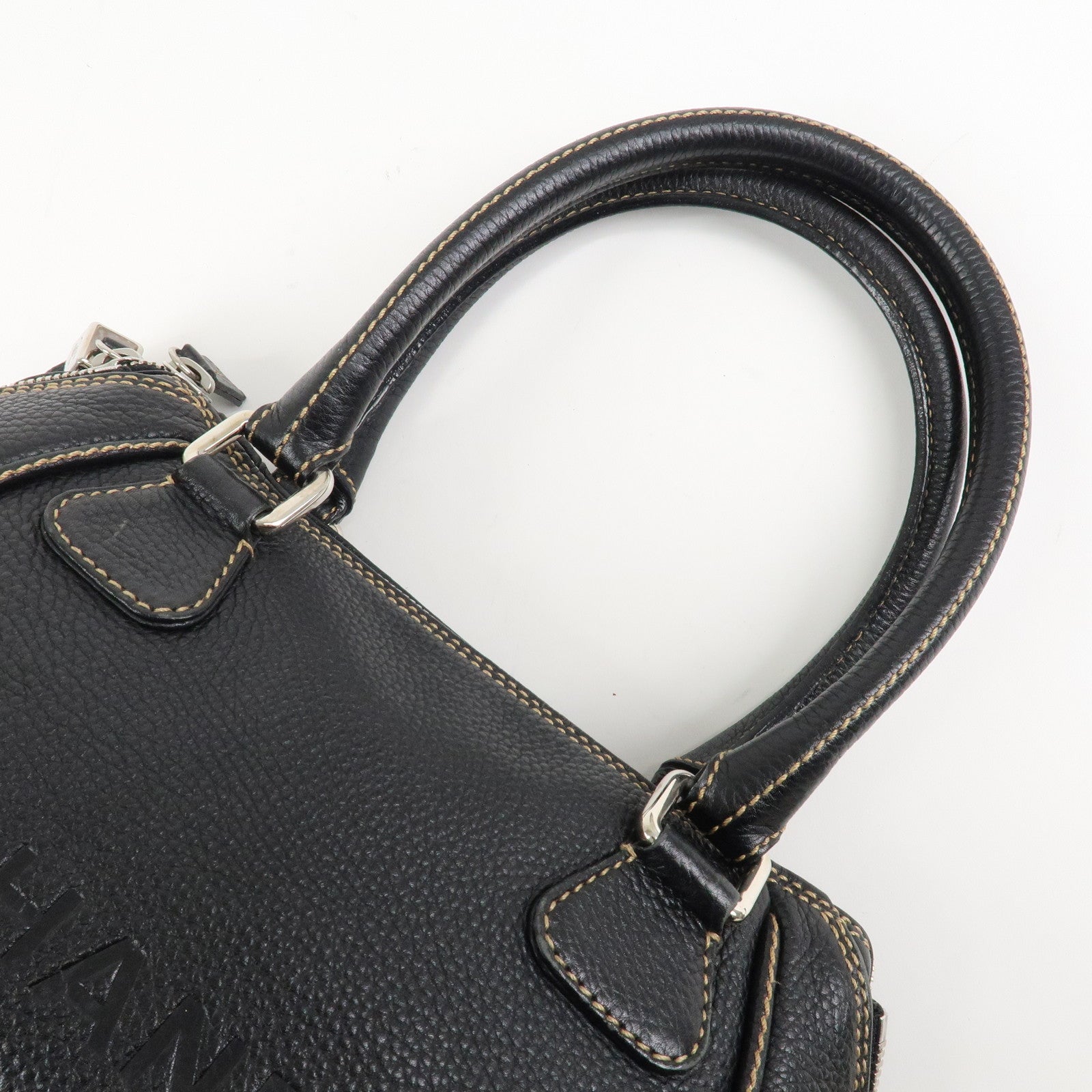 CHANEL COCO Mark Leather Fringe Shoulder Bag Hand Bag Black Used