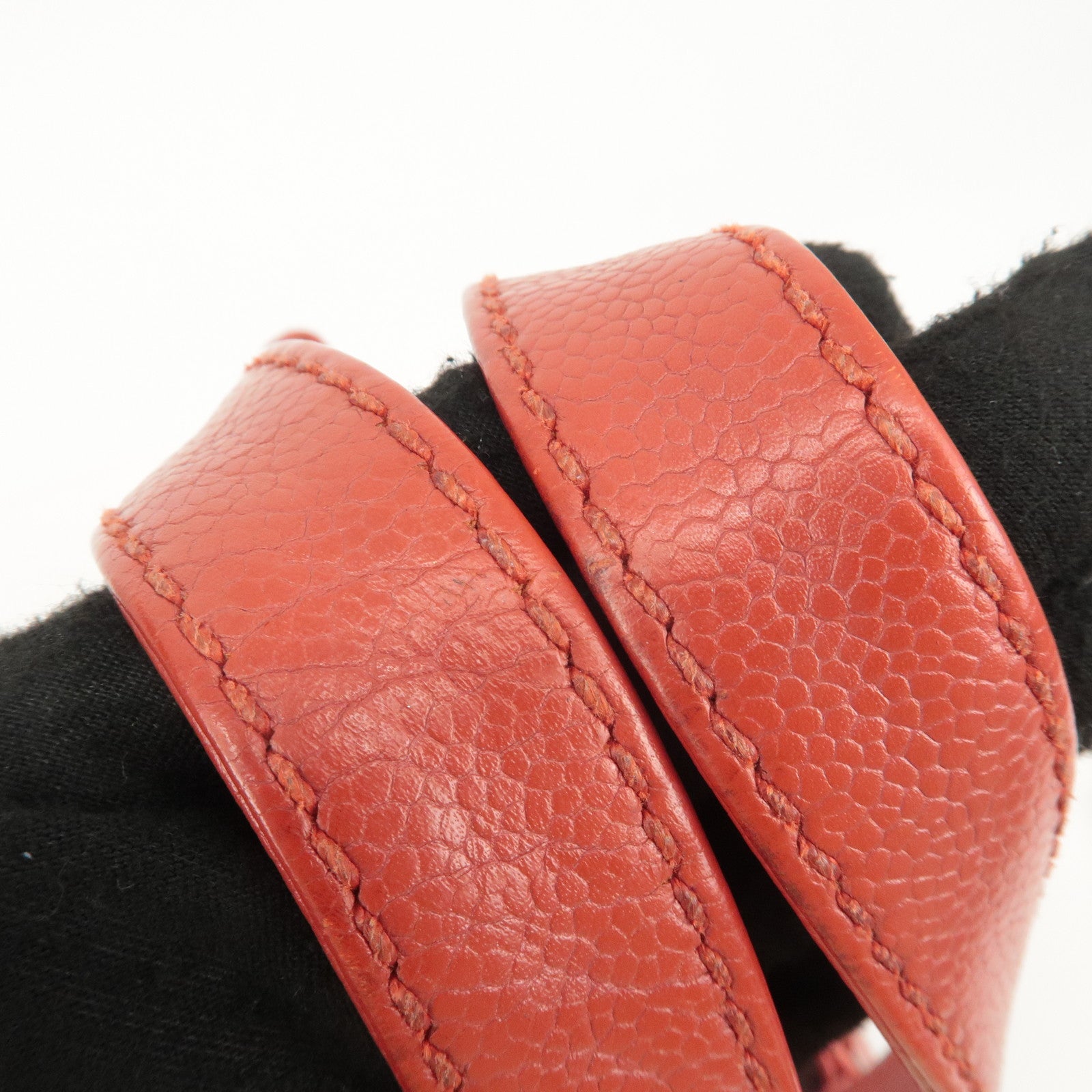 CHANEL Caviar Skin COCO Mark Tote Bag Hand Bag Red Used