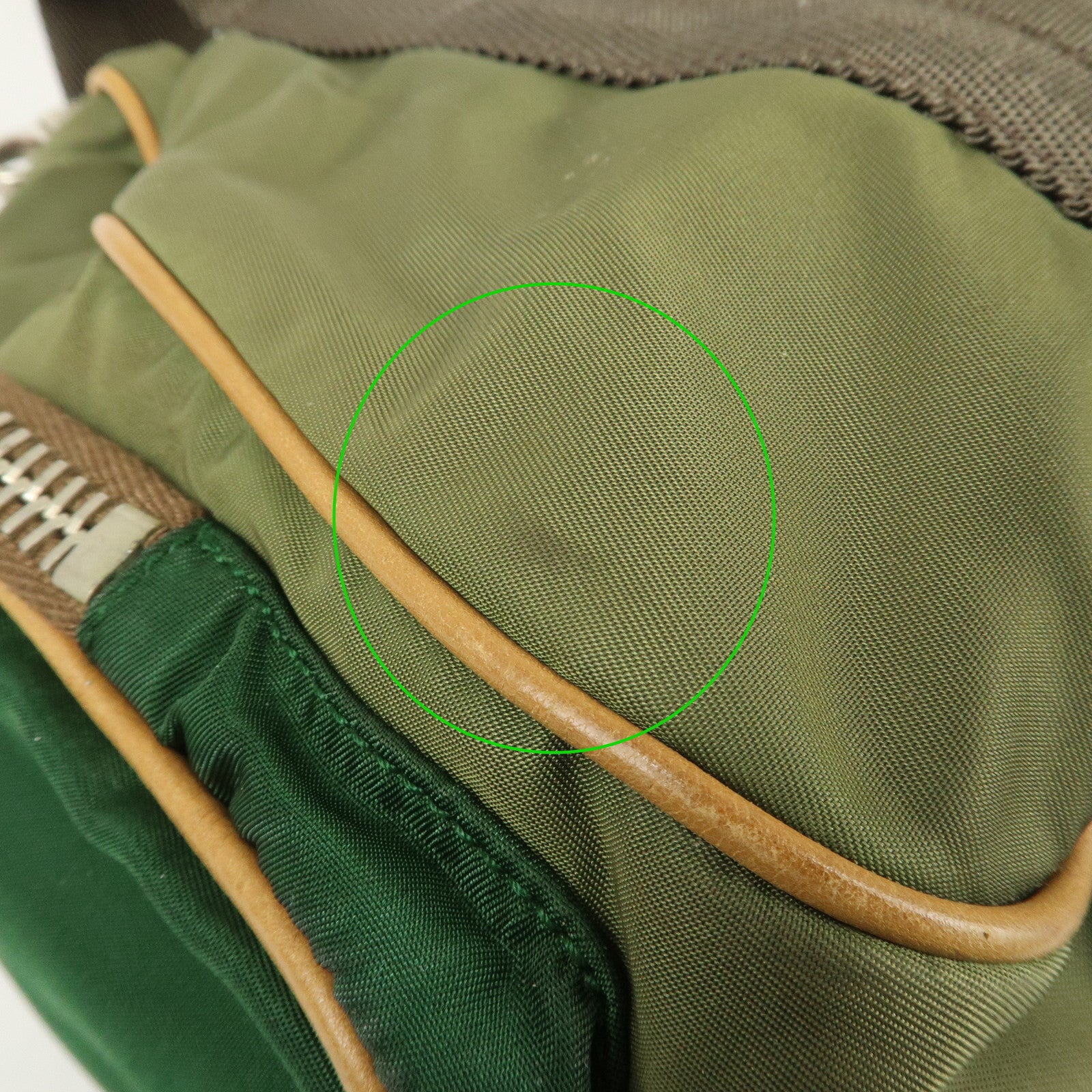 PRADA Nylon Leather Shoulder Bag Khaki Brown Green Used