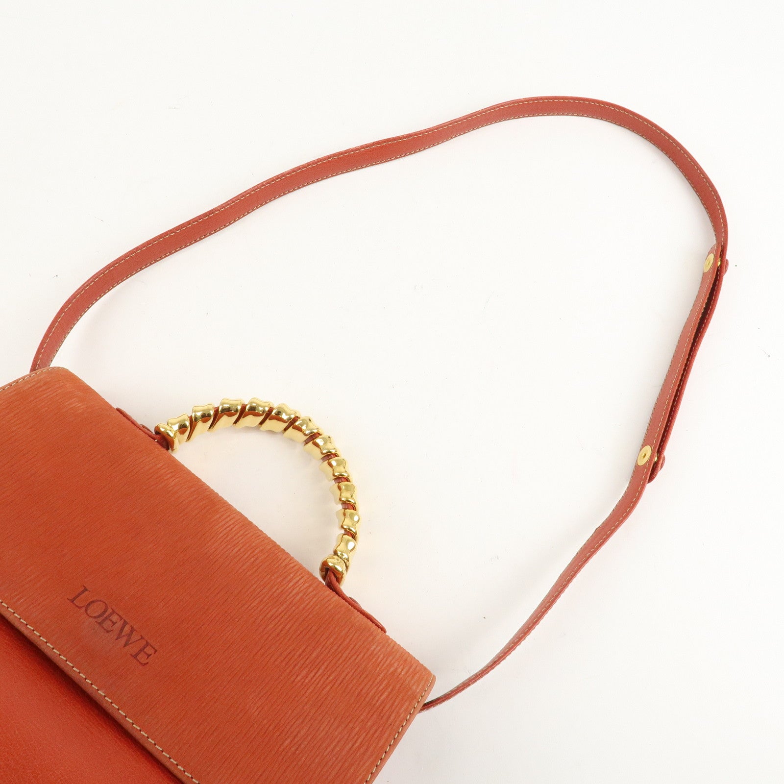 LOEWE Velazquez Suede Leather 2Way Bag Hand Bag Orange Used