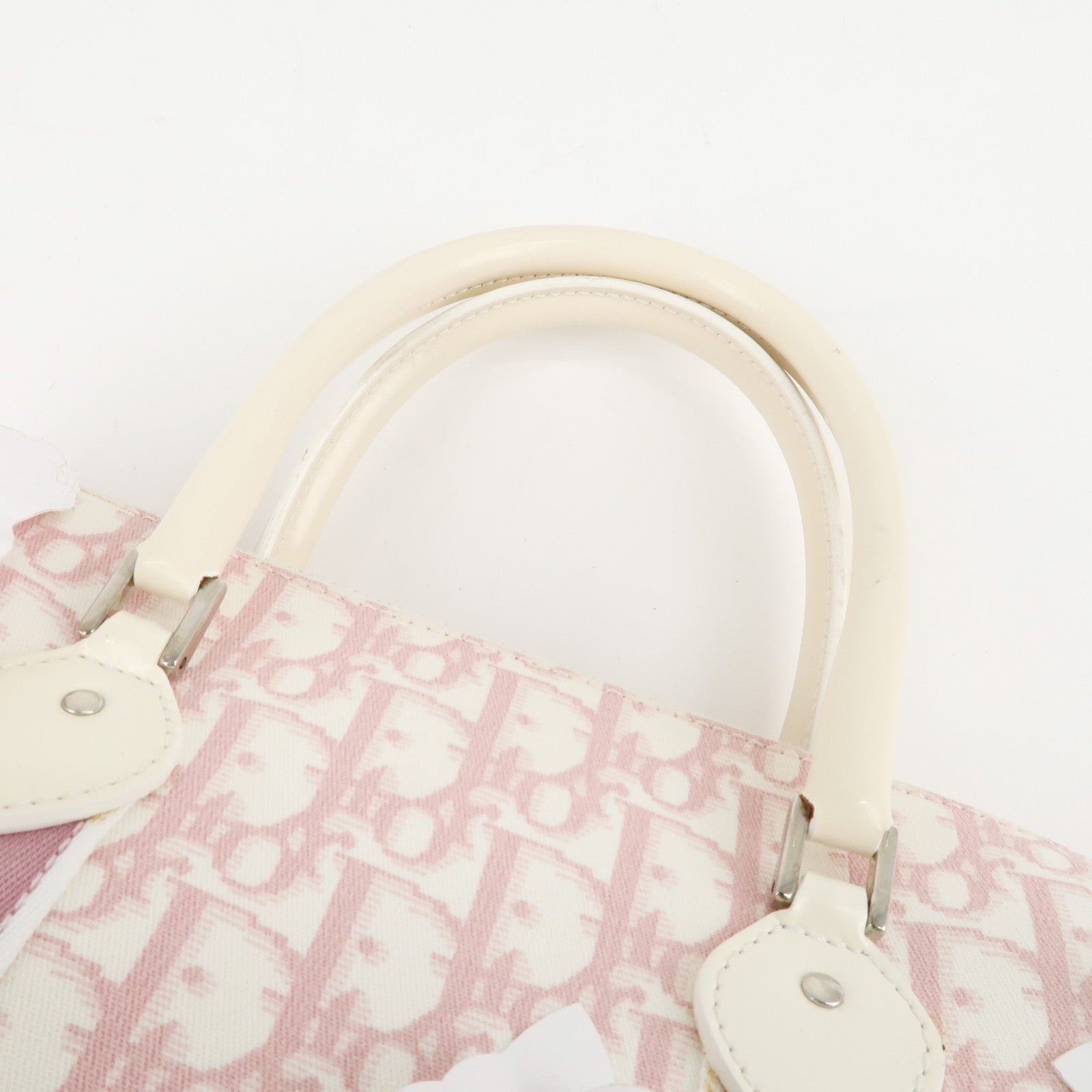 Christian Dior Trotter PVC Patent Leather Rhine Stone Boston Bag Used