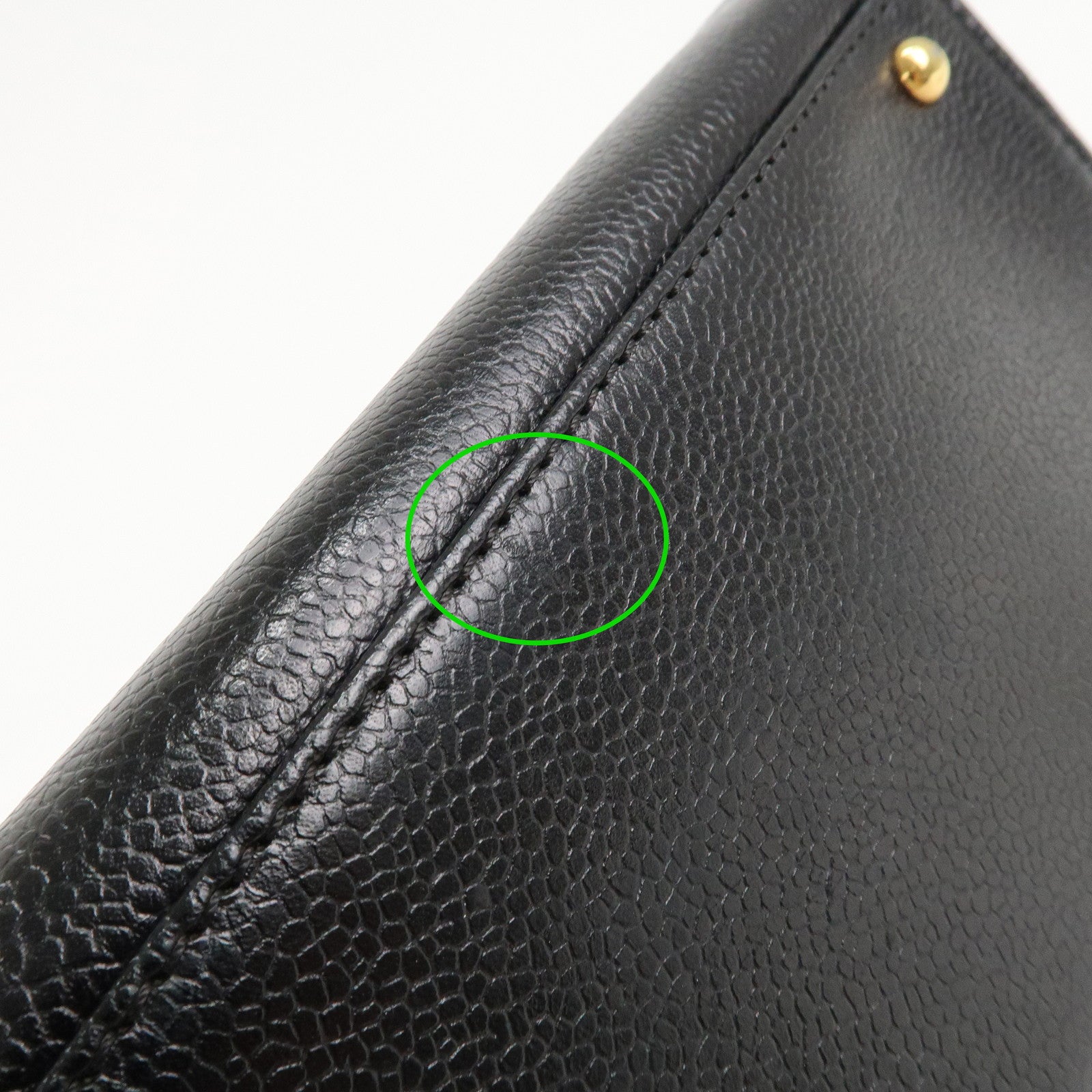 CHANEL COCO Mark Caviar Skin Chain Tote Bag Black Gold Used