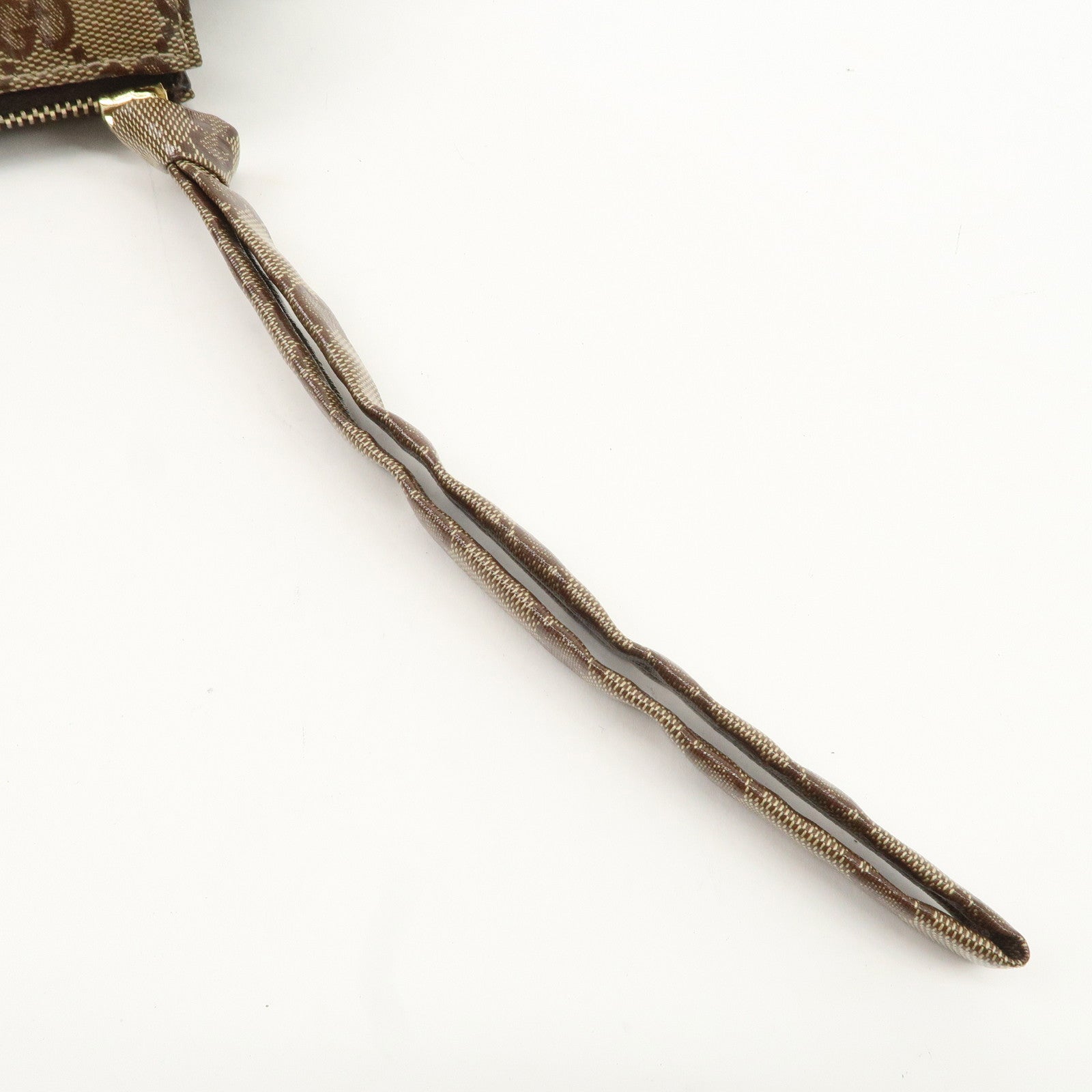 GUCCI Hysteria GG Crystal Leather Pouch Beige Brown 203632 Used