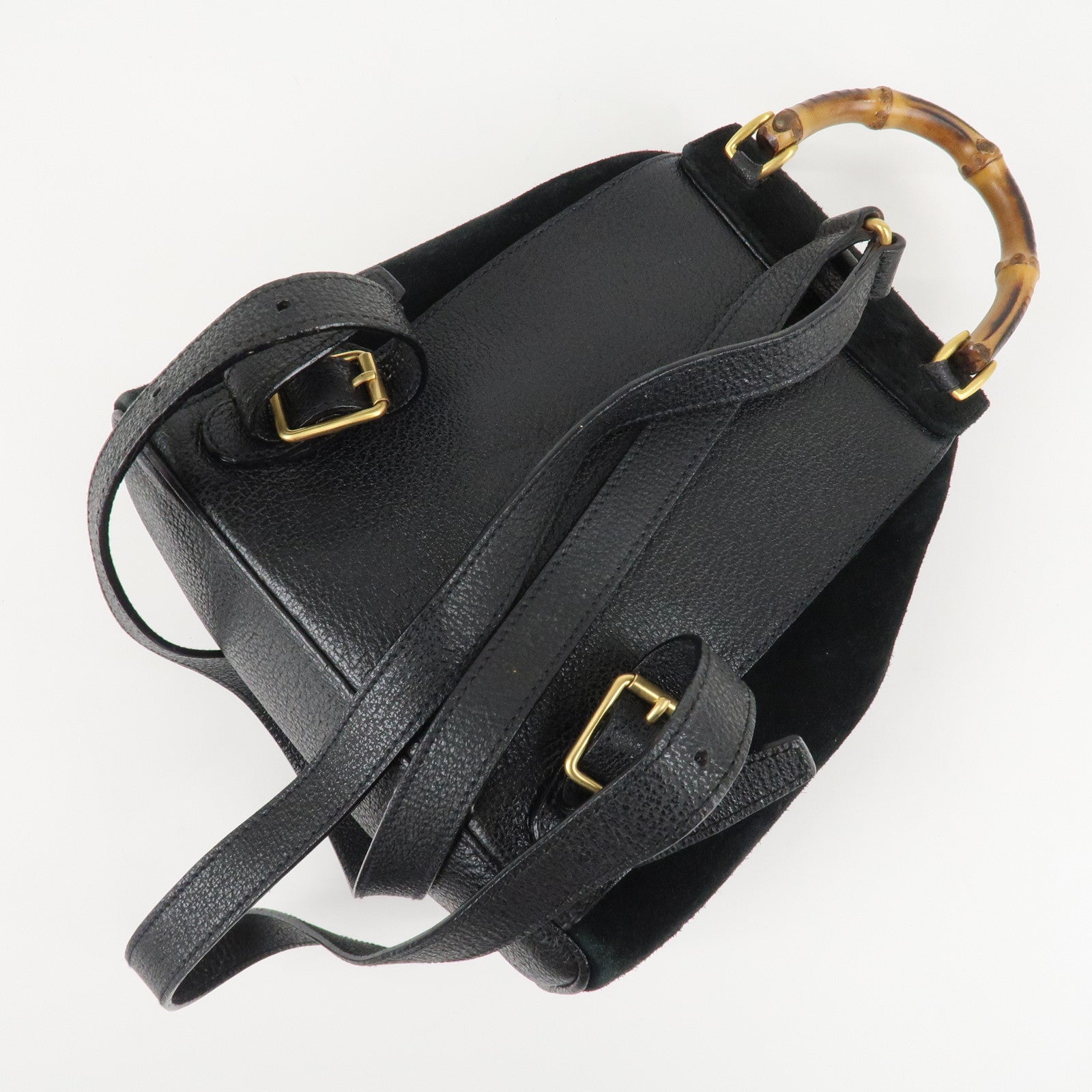 GUCCI Bamboo Leather Suede Mini Back Pack Black 003.1705.0030 Used