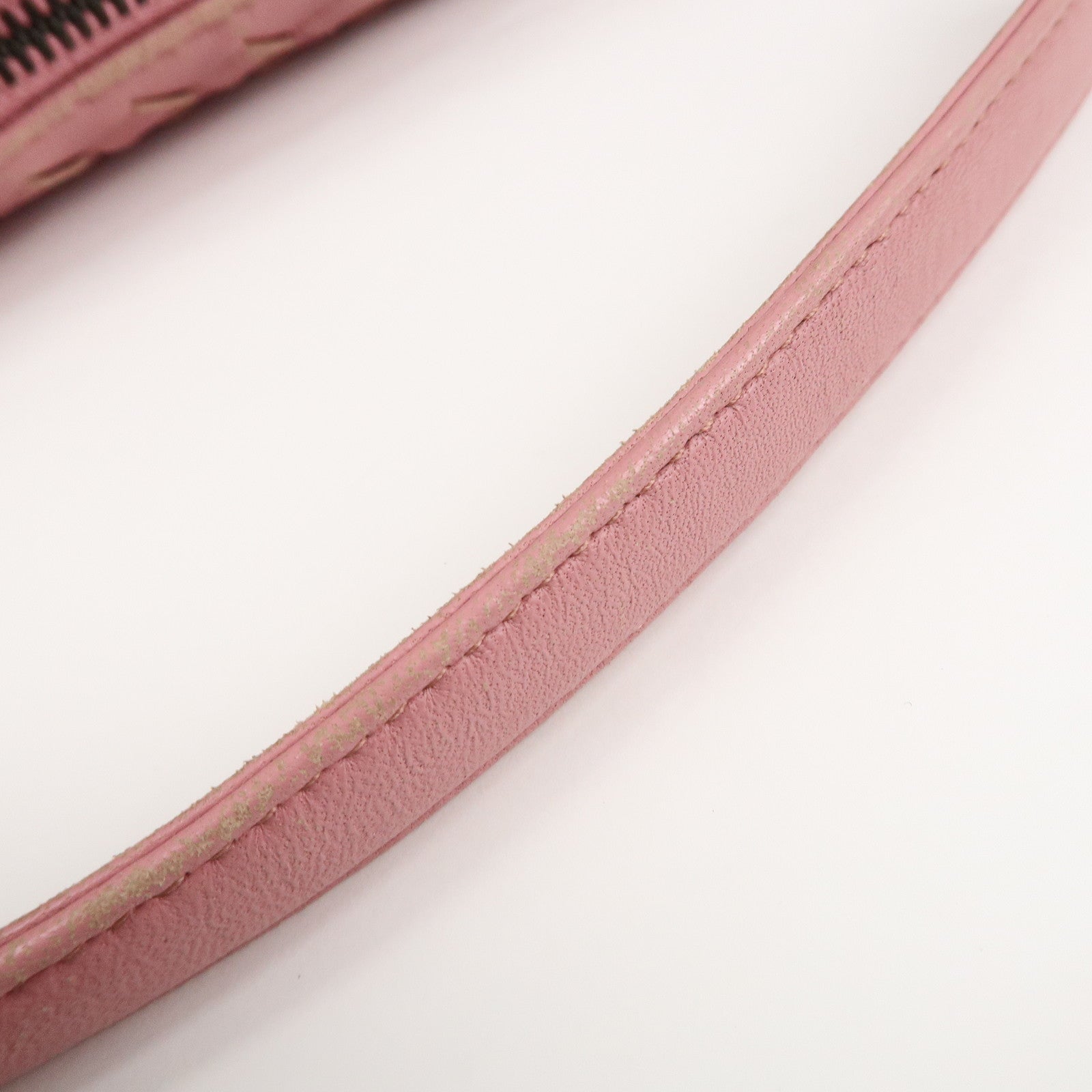 BOTTEGA VENETA Intrecciato Leather Shoulder Bag Pink Used