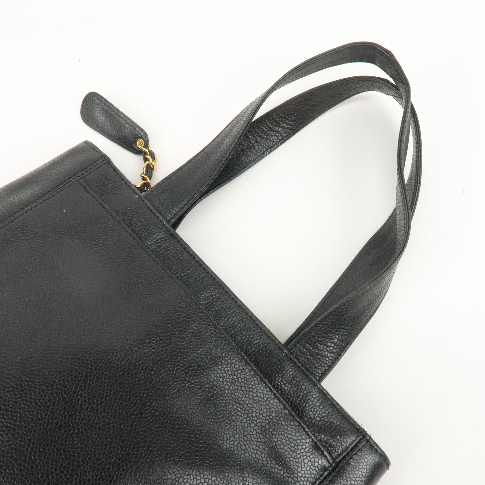 CHANEL Caviar Skin Tote Bag Shoulder Bag Hand Bag Black Used