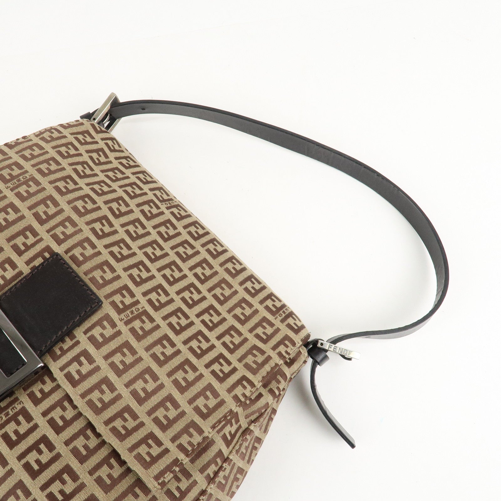 FENDI Zucchino Canvas Leather Mamma Bucket Shoulder Bag 8BR001 Used